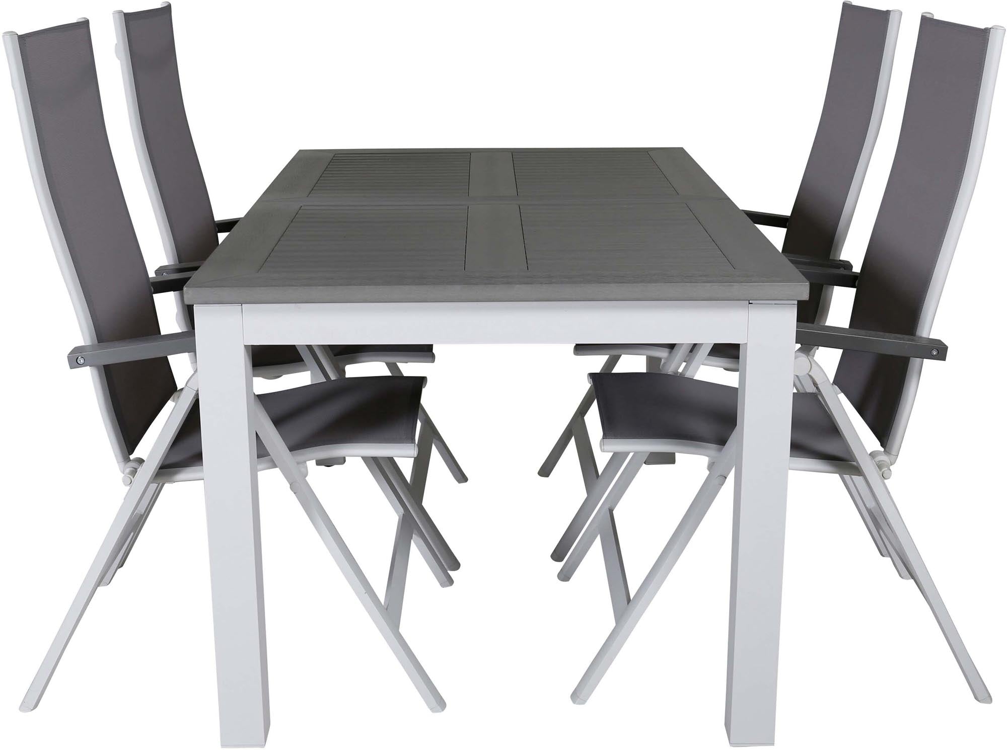 Entdecken Sie das Albany Outdoor-Gartentischset von Venture Home: 152 cm, für 4 Personen, wetterfest, langlebig und stilvoll für Ihren Garten.