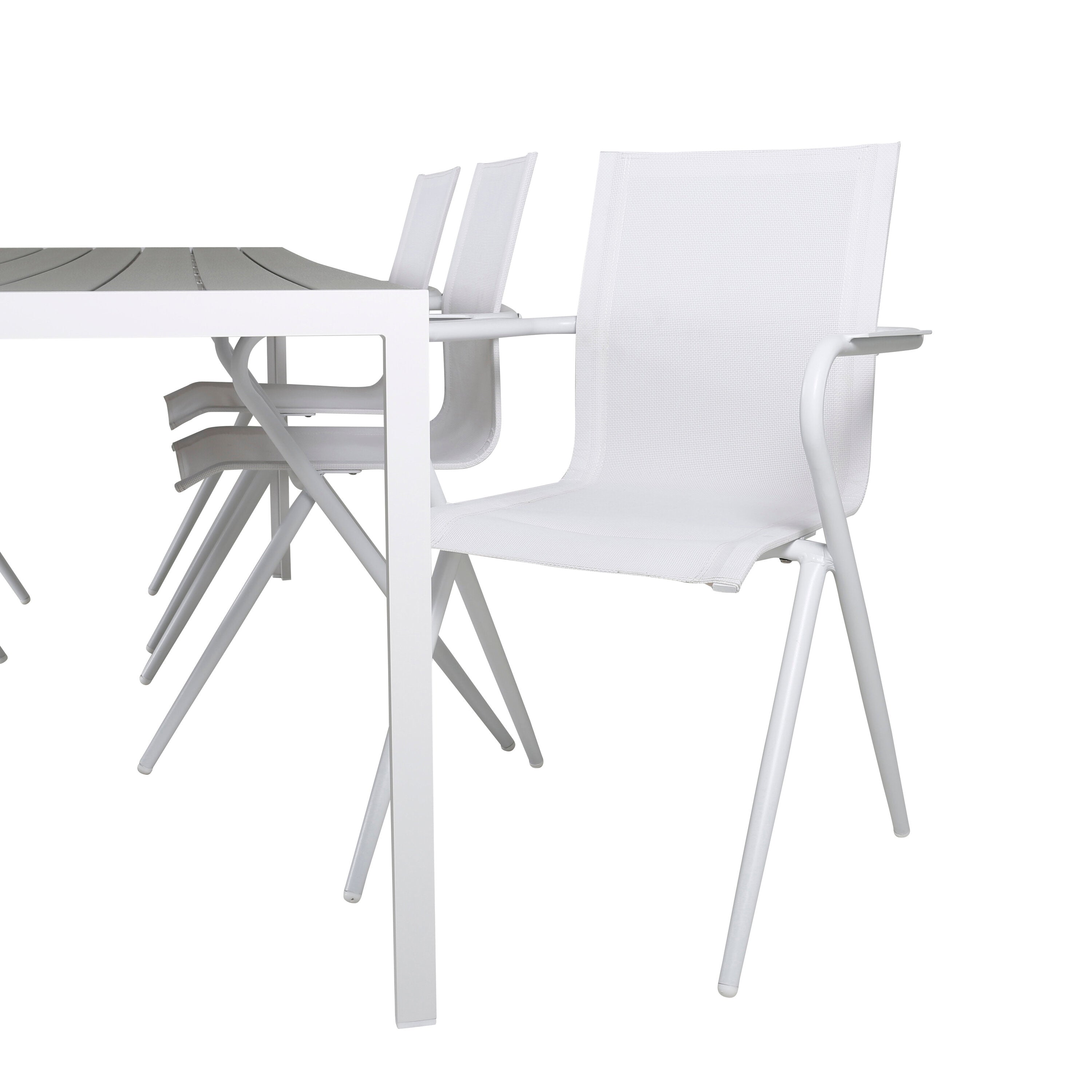 Break Outdoor-Tischset + Alina 205cm/6St. in Weiss präsentiert im Onlineshop von KAQTU Design AG. Gartentischset ist von Venture Home