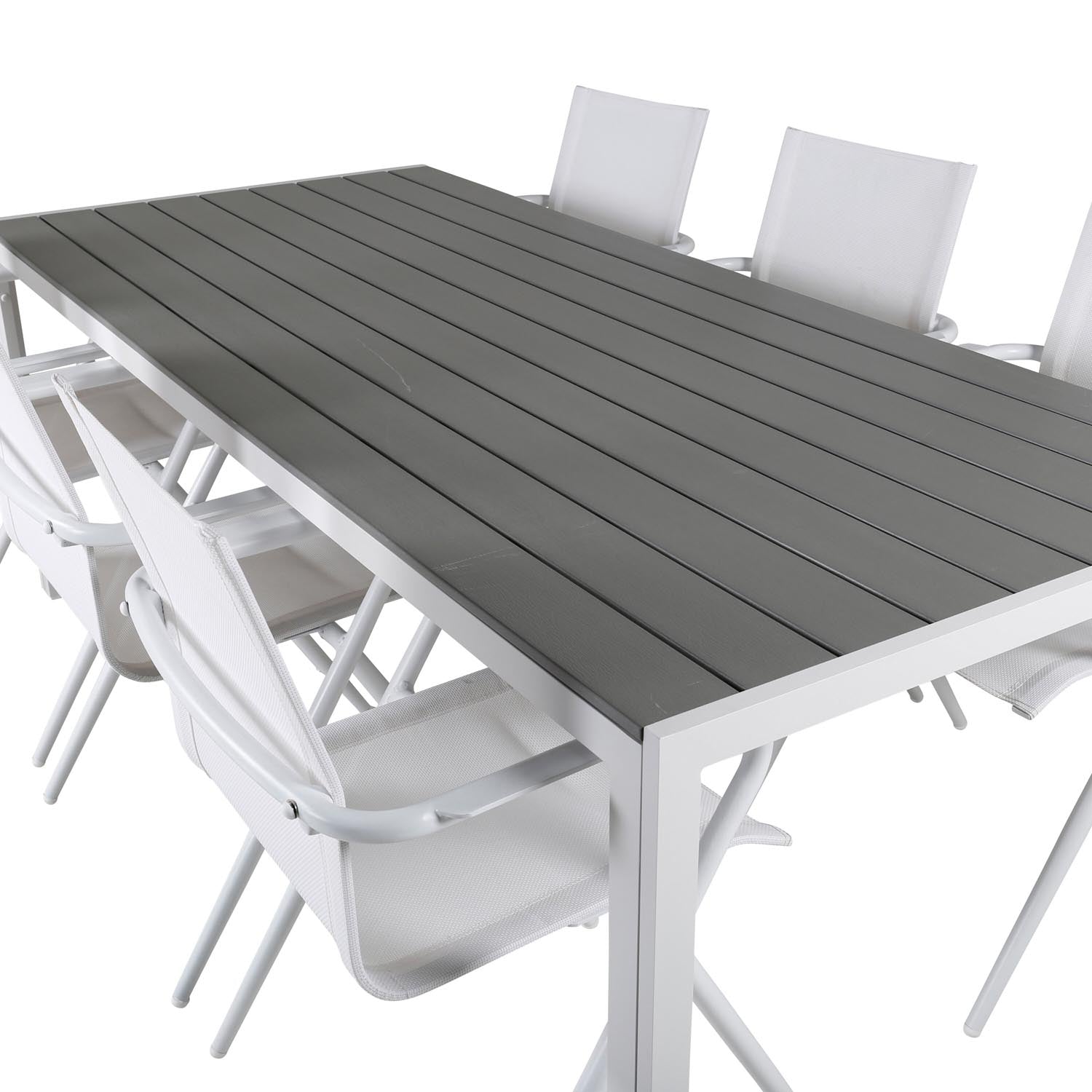 Break Outdoor-Tischset + Alina 205cm/6St. in Weiss präsentiert im Onlineshop von KAQTU Design AG. Gartentischset ist von Venture Home