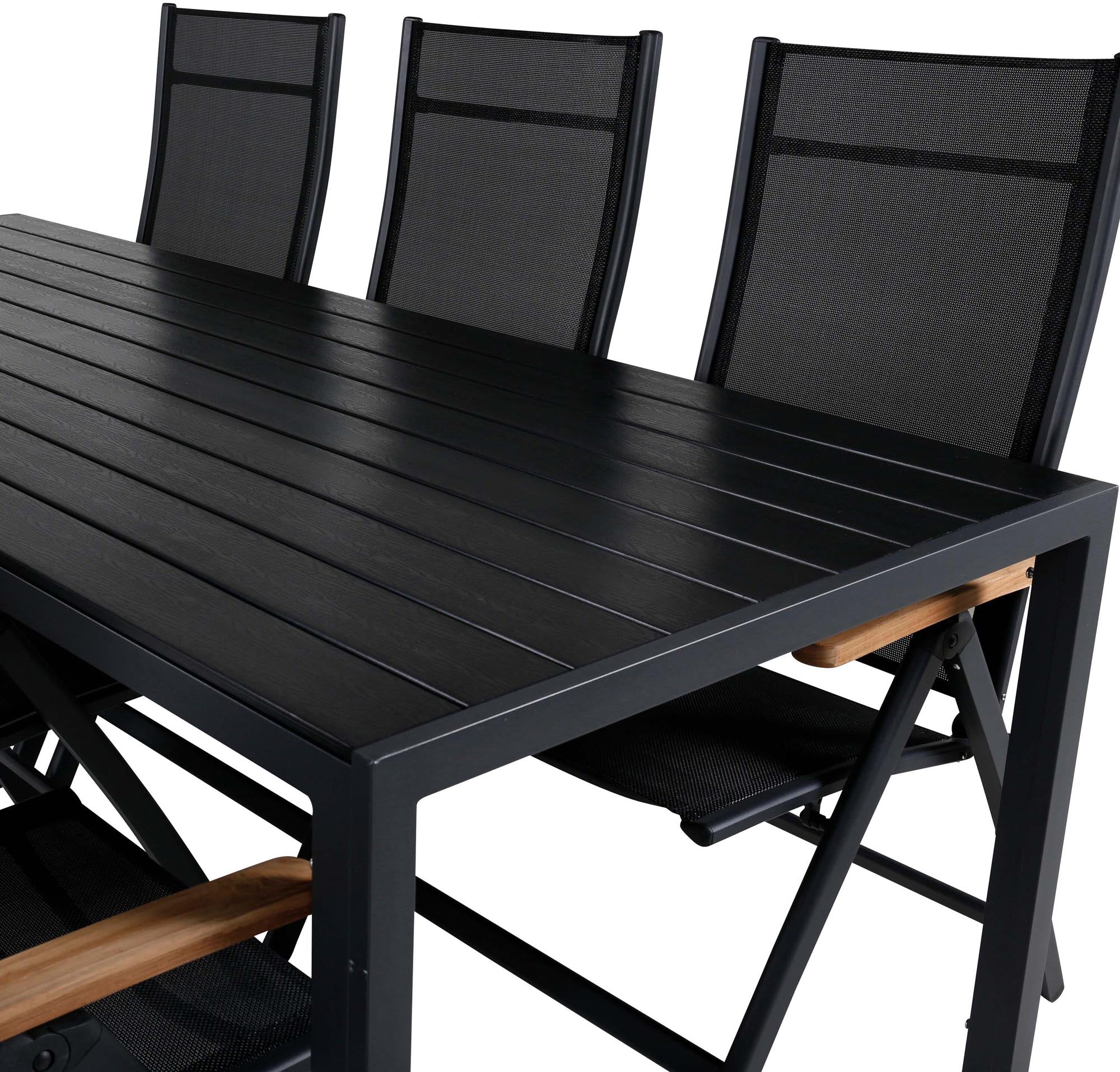 Stylisches Break Outdoor-Tischset für 6 Personen, perfekt für gesellige Abende im Freien. Hochwertige Materialien und modernes Design.