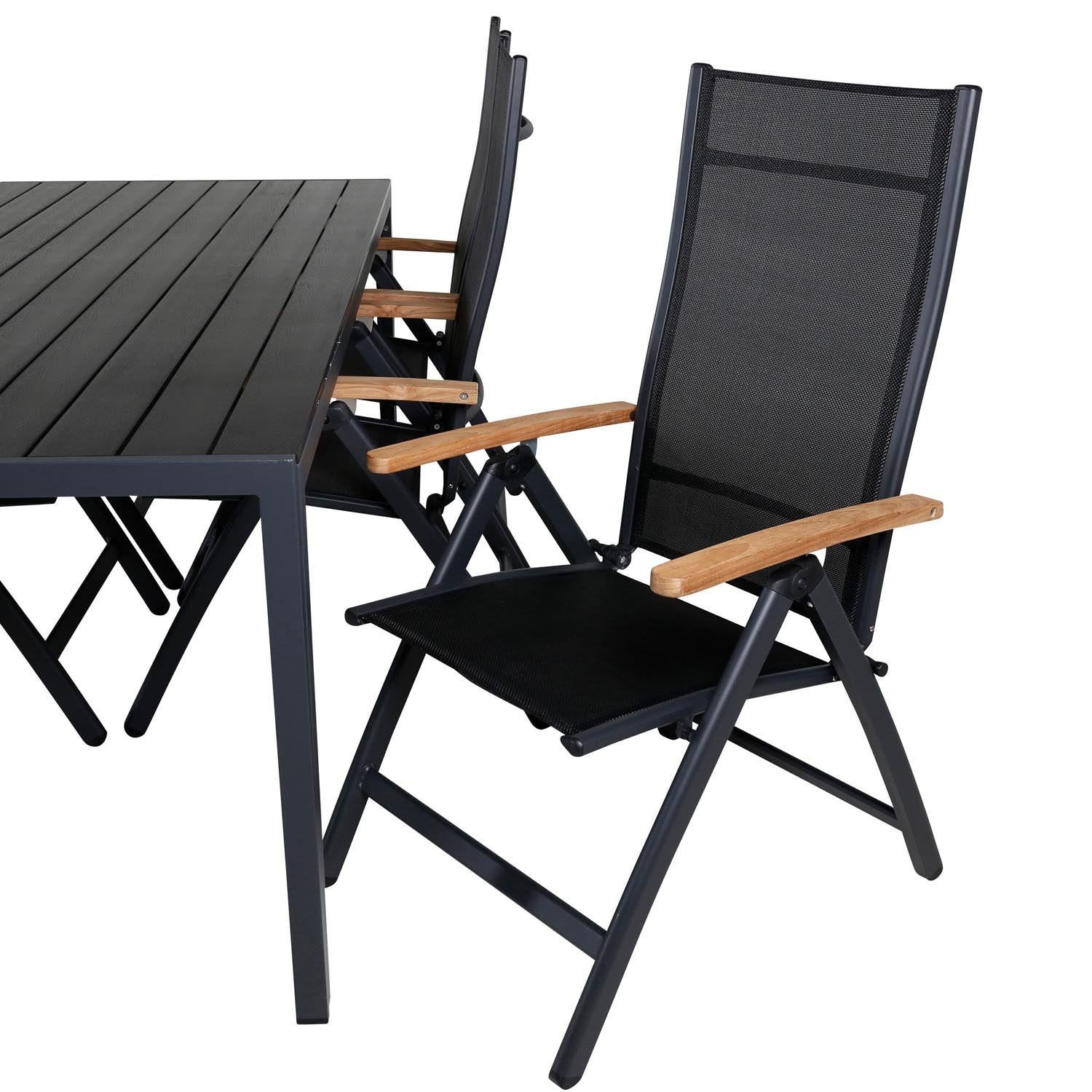 Break Outdoor-Tischset + Panama 205cm/6St. in Schwarz präsentiert im Onlineshop von KAQTU Design AG. Gartentischset ist von Venture Home