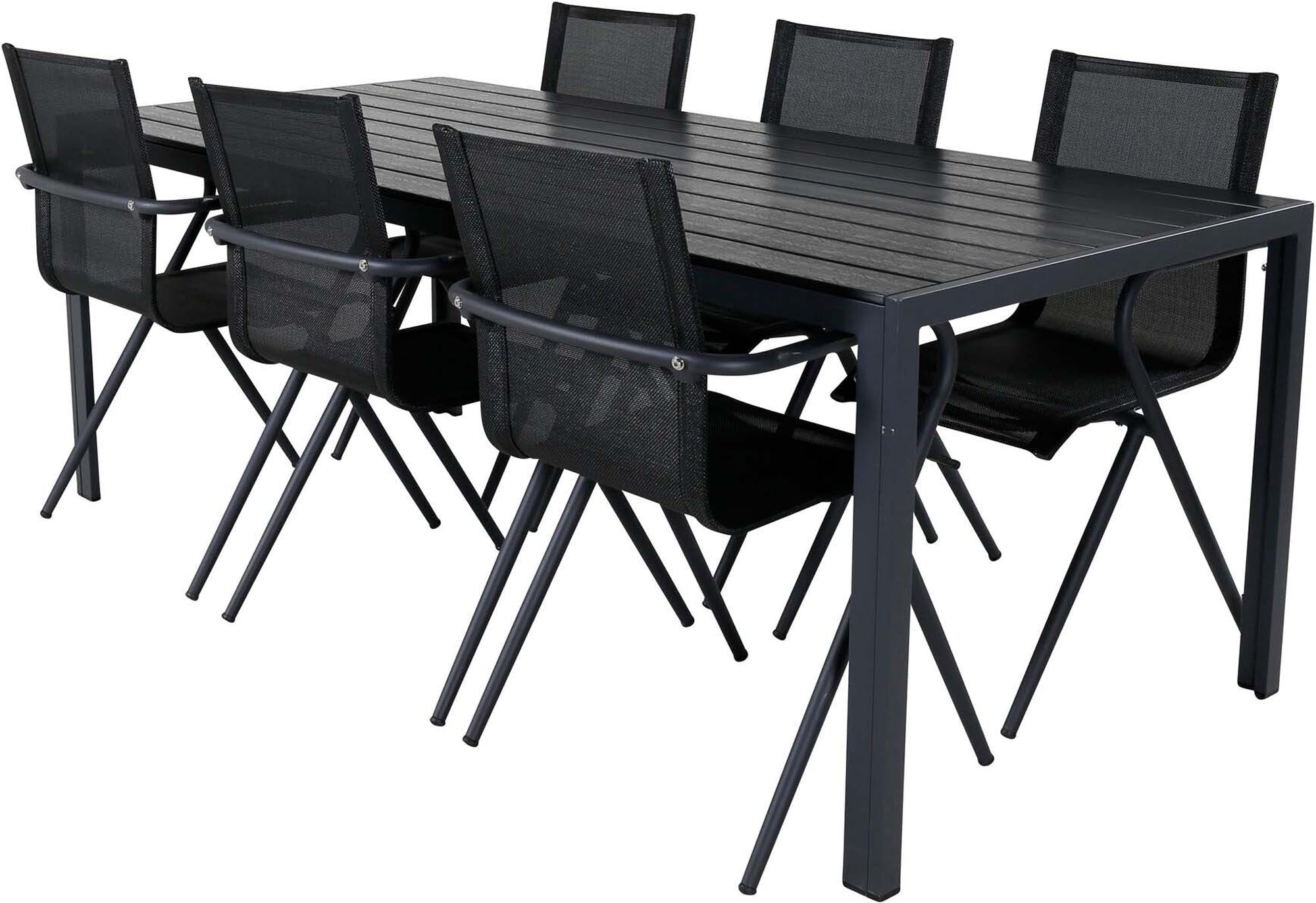 Break Outdoor-Tischset + Alina 205cm/6St. in Schwarz präsentiert im Onlineshop von KAQTU Design AG. Gartentischset ist von Venture Home