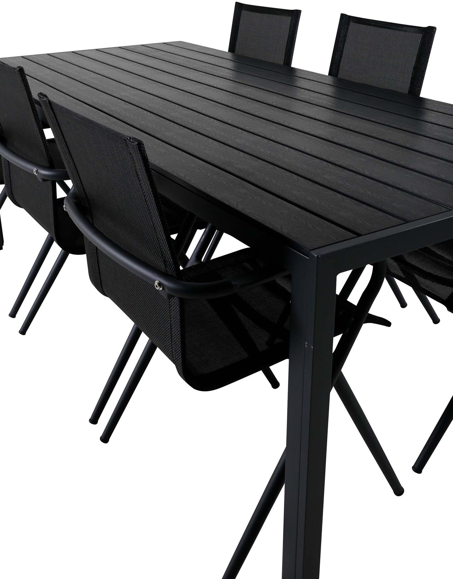 Break Outdoor-Tischset + Alina 205cm/6St. in Schwarz präsentiert im Onlineshop von KAQTU Design AG. Gartentischset ist von Venture Home