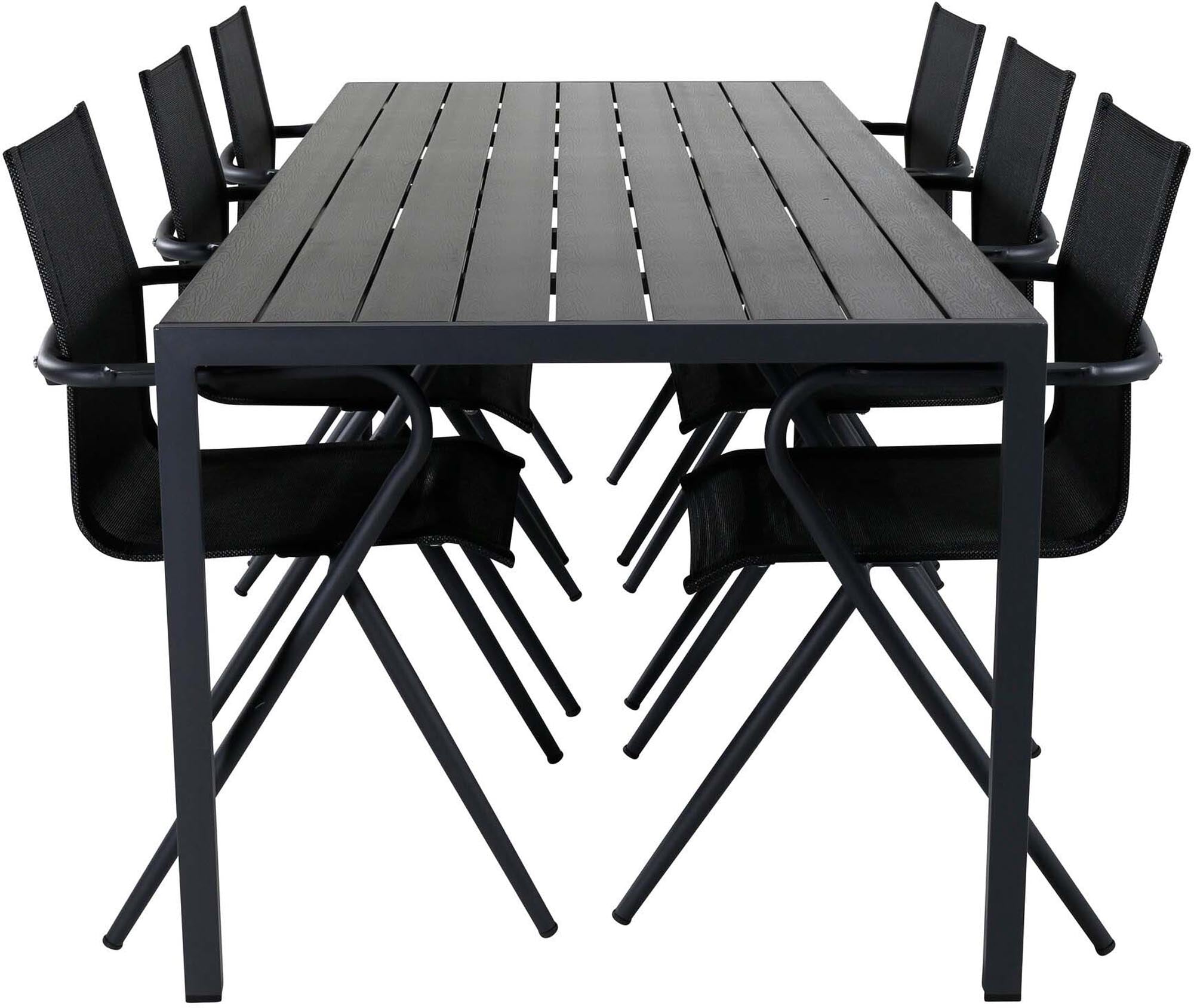 Break Outdoor-Tischset + Alina 205cm/6St. in Schwarz präsentiert im Onlineshop von KAQTU Design AG. Gartentischset ist von Venture Home