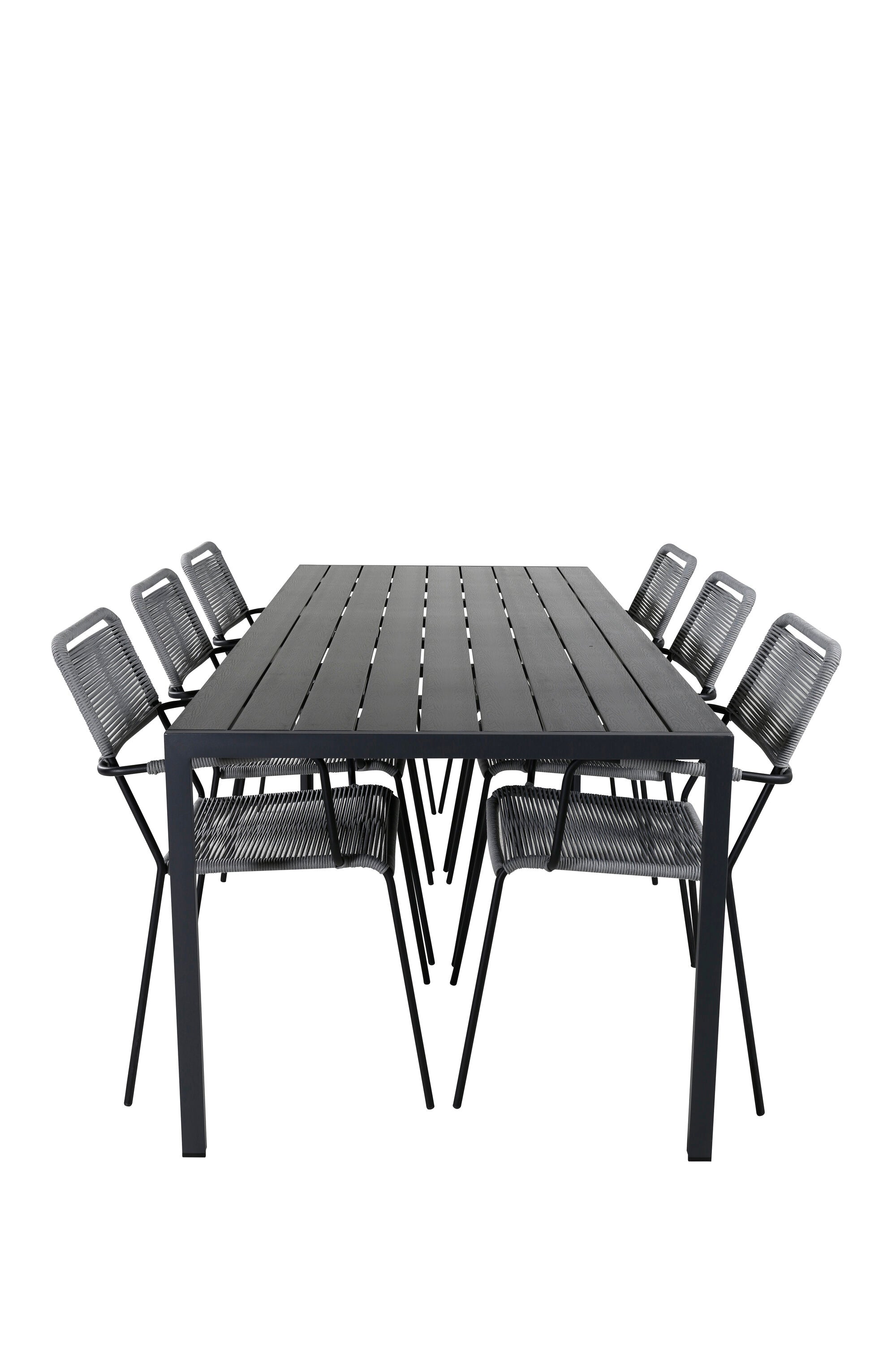 Break Tisch + 6 x Lindos Sessel in Schwarz präsentiert im Onlineshop von KAQTU Design AG. Gartentischset ist von Venture Home