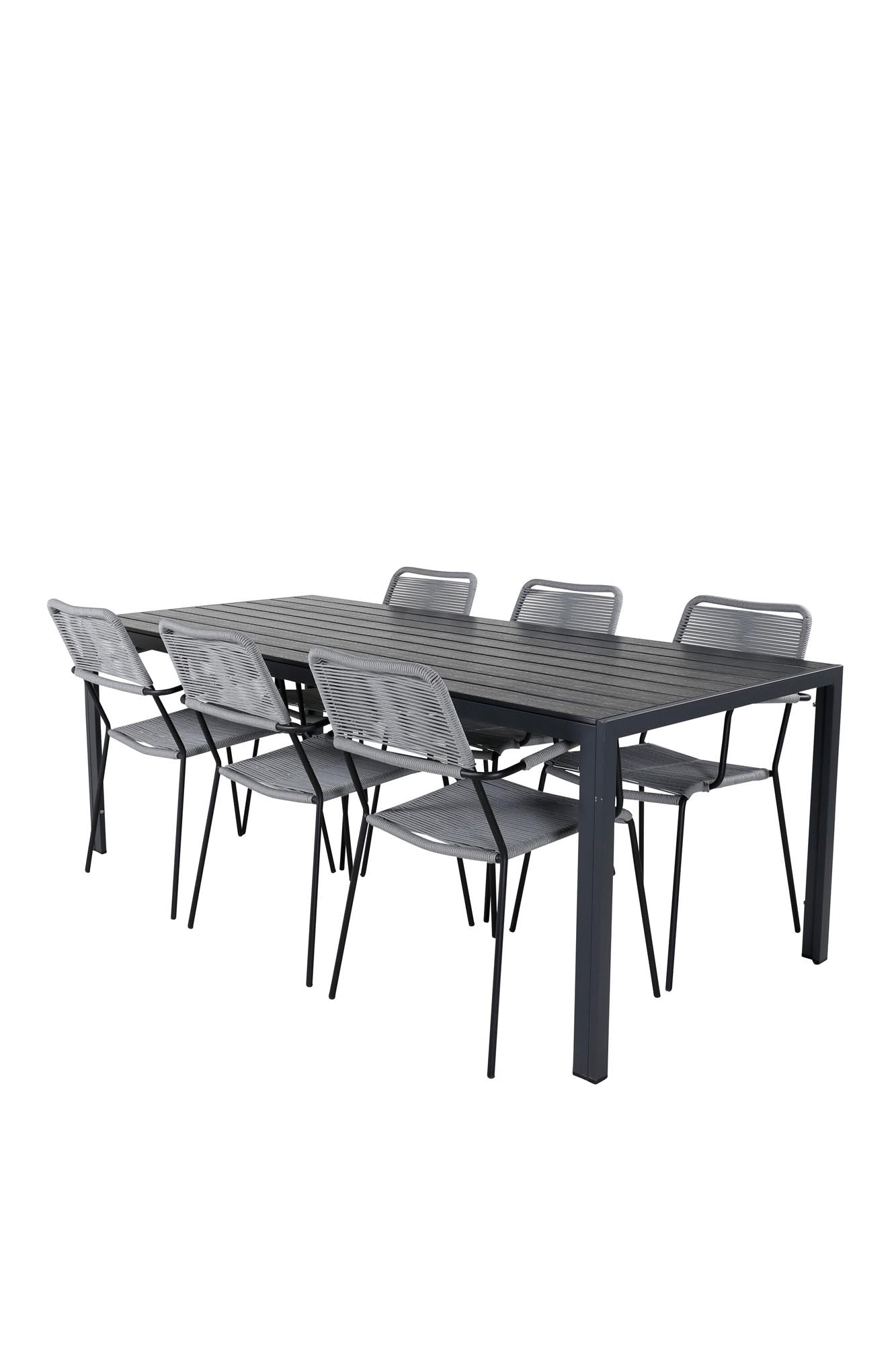 Break Tisch + 6 x Lindos Sessel in Schwarz präsentiert im Onlineshop von KAQTU Design AG. Gartentischset ist von Venture Home
