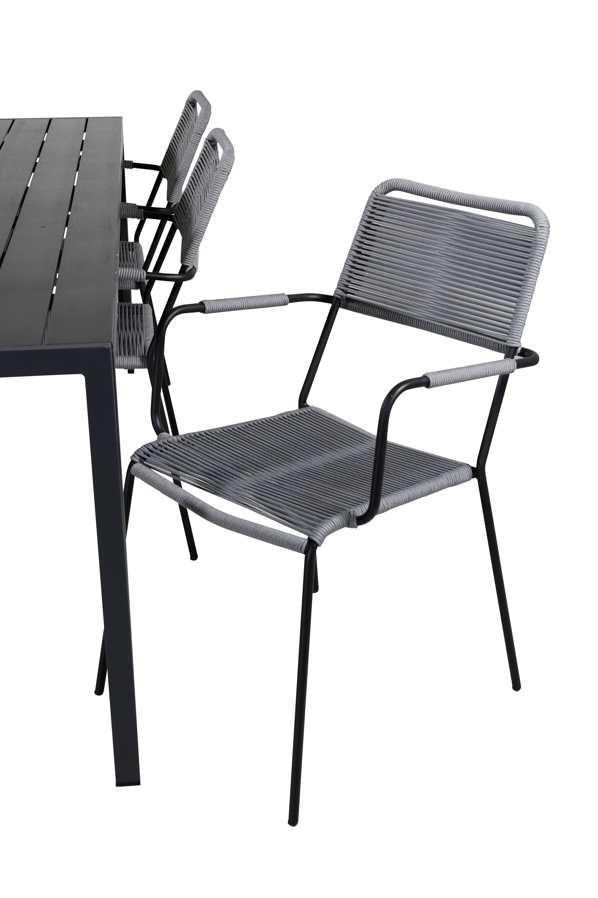 Break Tisch + 6 x Lindos Sessel in Schwarz präsentiert im Onlineshop von KAQTU Design AG. Gartentischset ist von Venture Home