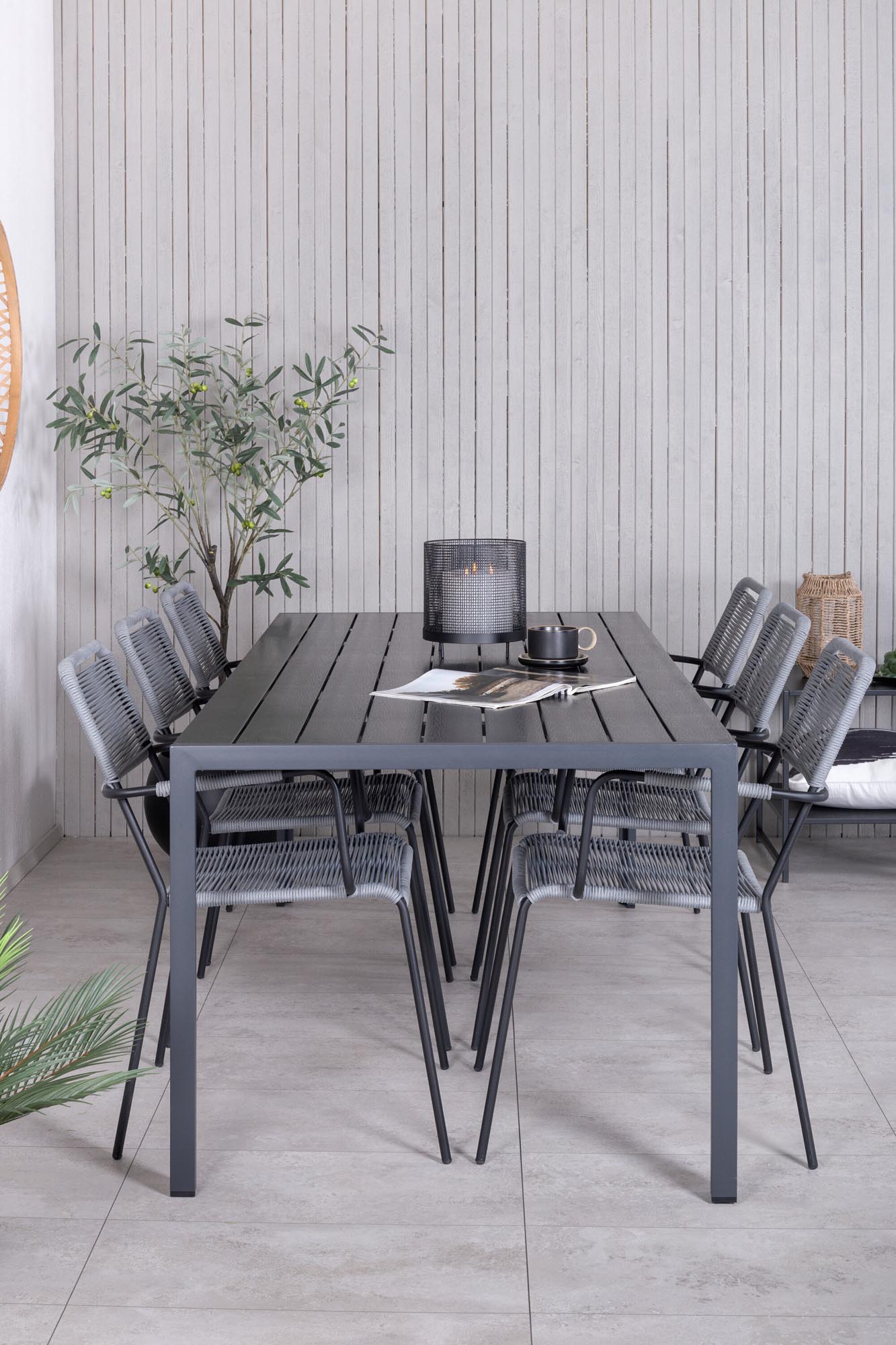 Break Tisch + 6 x Lindos Sessel in Schwarz präsentiert im Onlineshop von KAQTU Design AG. Gartentischset ist von Venture Home