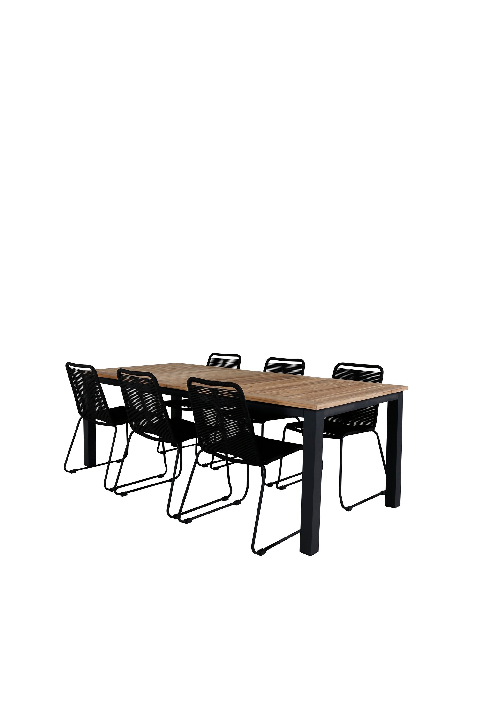 Elegantes Panama Gartentischset Lindos, 6-teilig, ausziehbar, robust und ideal für moderne Aussenbereiche und gesellige Runden.