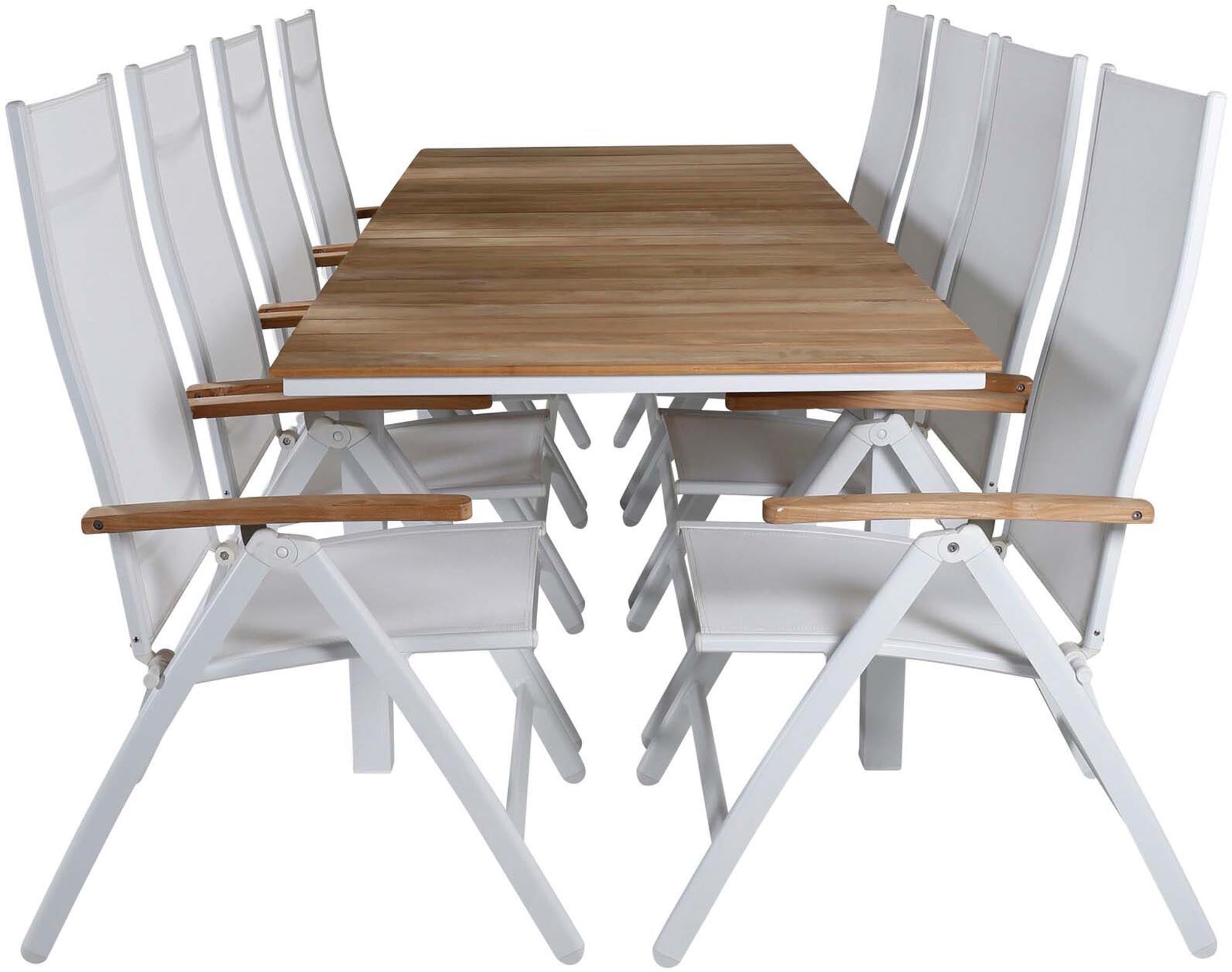 Mexiko Outdoor-Tischset ausziehbar + Panama 160cm/8St. in Weiss präsentiert im Onlineshop von KAQTU Design AG. Gartentischset ist von Venture Home