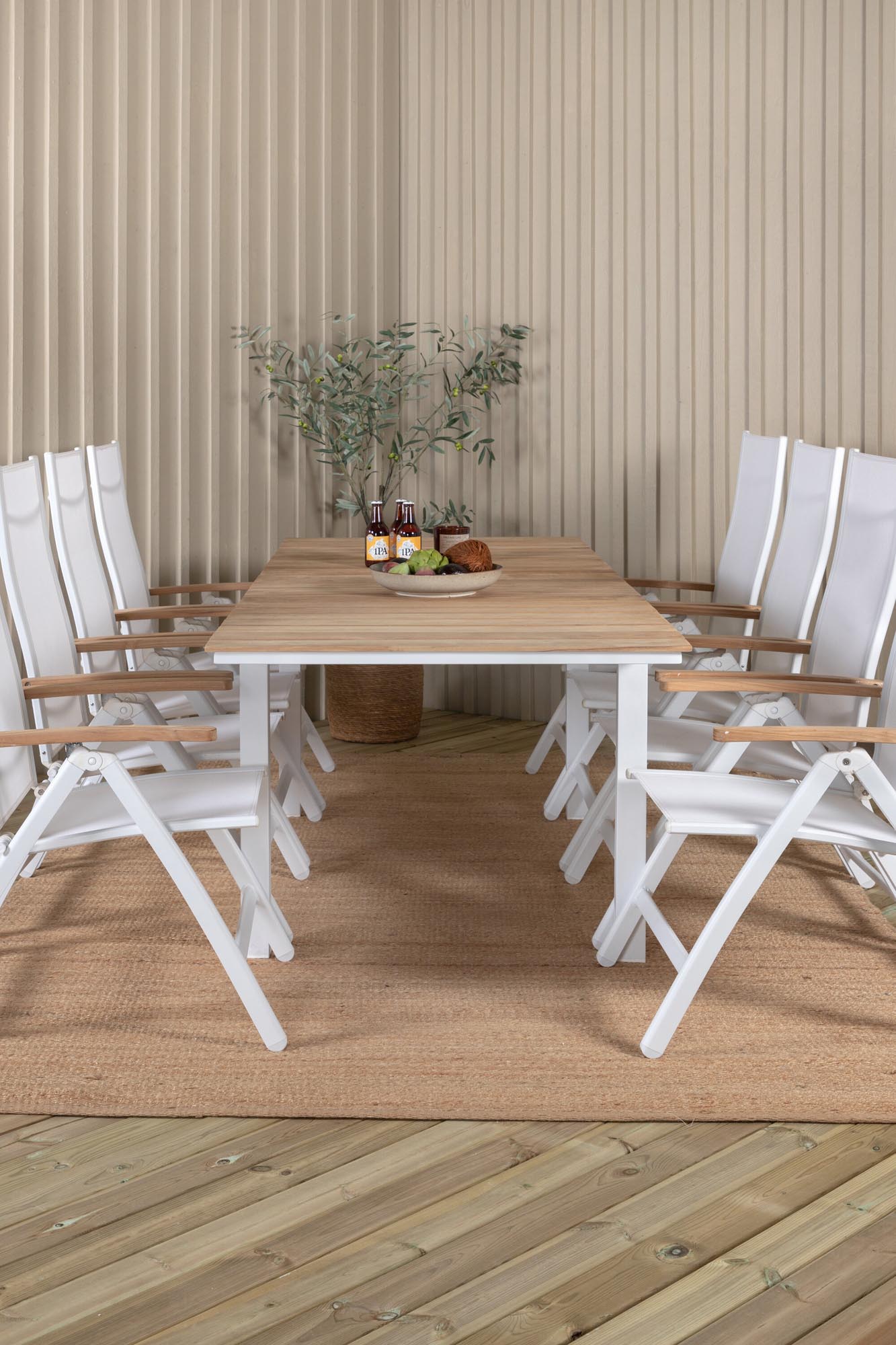 Mexiko Outdoor-Tischset ausziehbar + Panama 160cm/8St. in Weiss präsentiert im Onlineshop von KAQTU Design AG. Gartentischset ist von Venture Home
