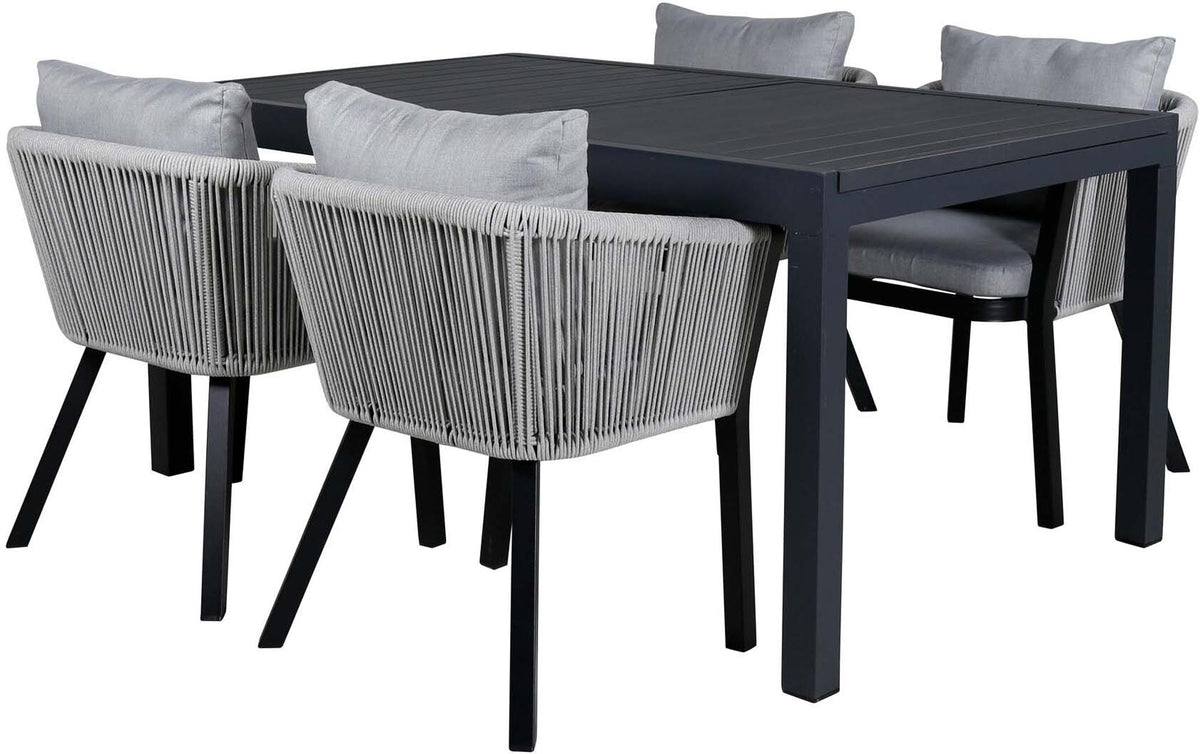 Marbella Outdoor-Tischset ausziehbar + Virya 240cm/4St. in Schwarzgrau präsentiert im Onlineshop von KAQTU Design AG. Gartentischset ist von Venture Home