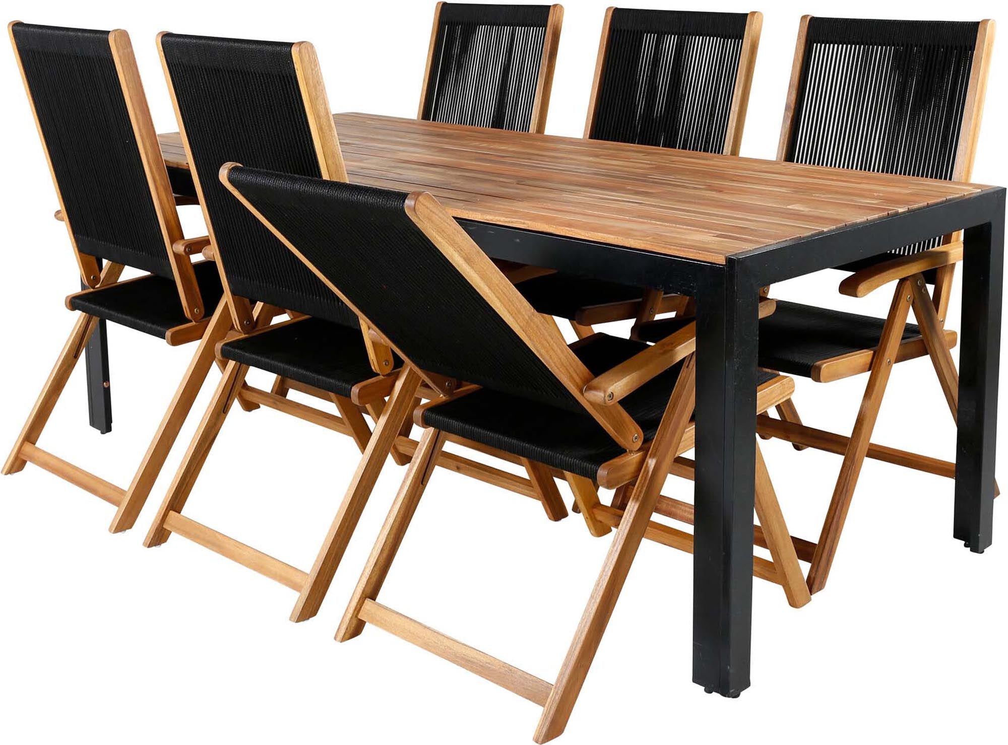 Stilvolles Venture Home Bois Set, 205cm, 6 Stühle, für Outdoor-Dining.