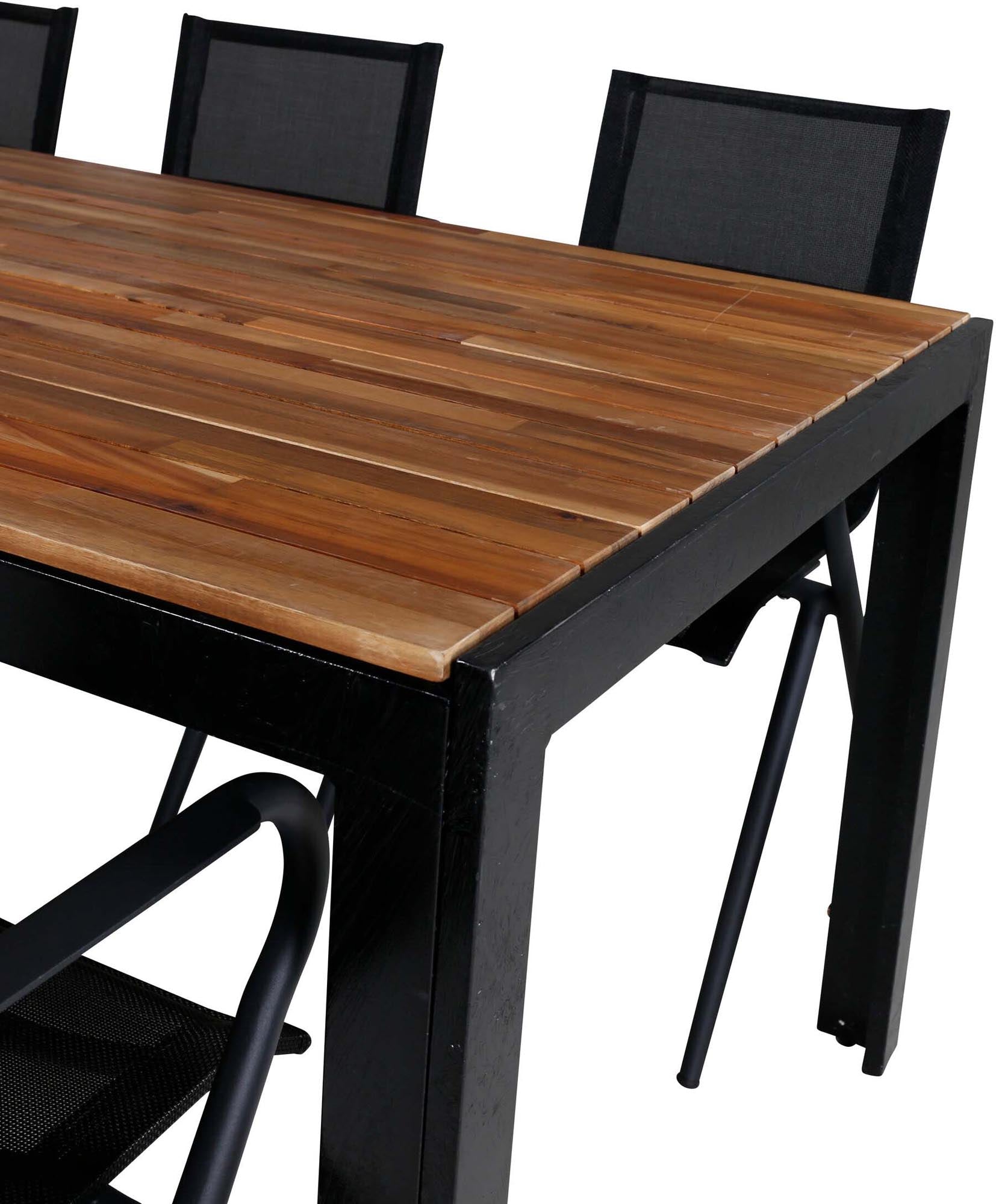 Bois Outdoor-Tischset + Alina 205cm/6St. in Schwarz präsentiert im Onlineshop von KAQTU Design AG. Gartentischset ist von Venture Home