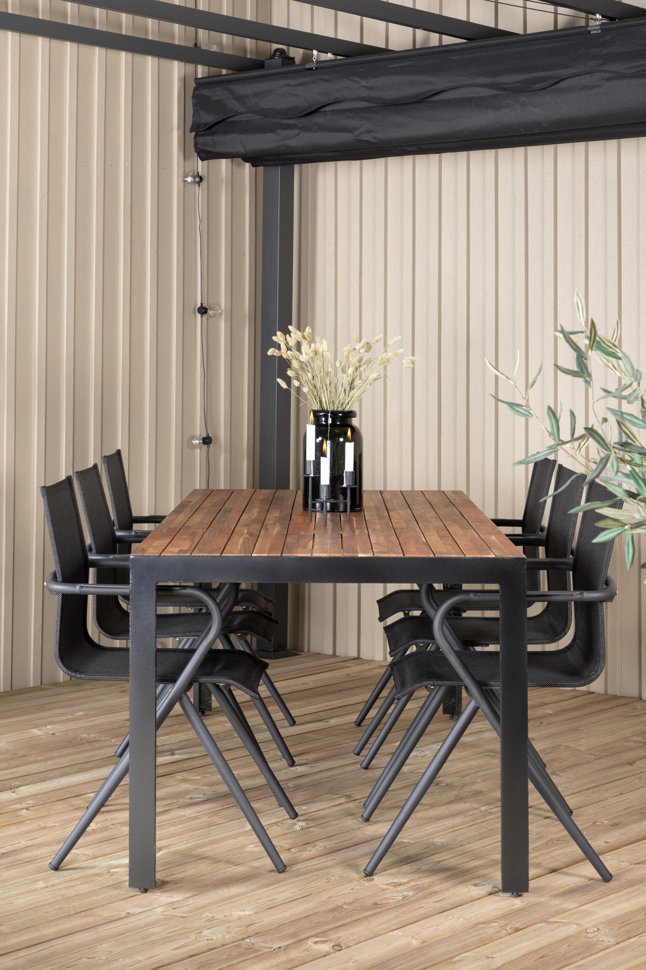 Bois Outdoor-Tischset + Alina 205cm/6St. in Schwarz präsentiert im Onlineshop von KAQTU Design AG. Gartentischset ist von Venture Home