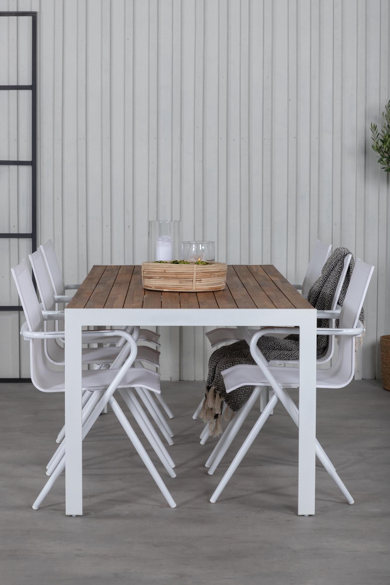 Bois Outdoor-Tischset + Alina 200cm/6St. in Grau weiss präsentiert im Onlineshop von KAQTU Design AG. Gartentischset ist von Venture Home