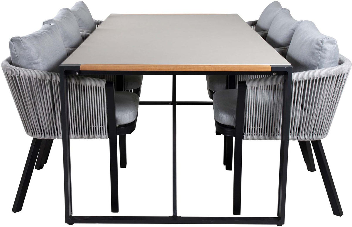 Texas Outdoor-Tischset + Virya 200cm/6St. in Schwarzgrau präsentiert im Onlineshop von KAQTU Design AG. Gartentischset ist von Venture Home