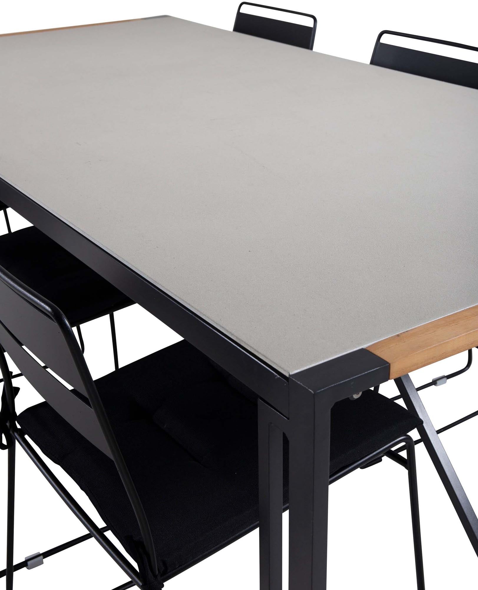 Texas Outdoor-Tischset + Lina 200cm/6St. in Schwarz präsentiert im Onlineshop von KAQTU Design AG. Gartentischset ist von Venture Home