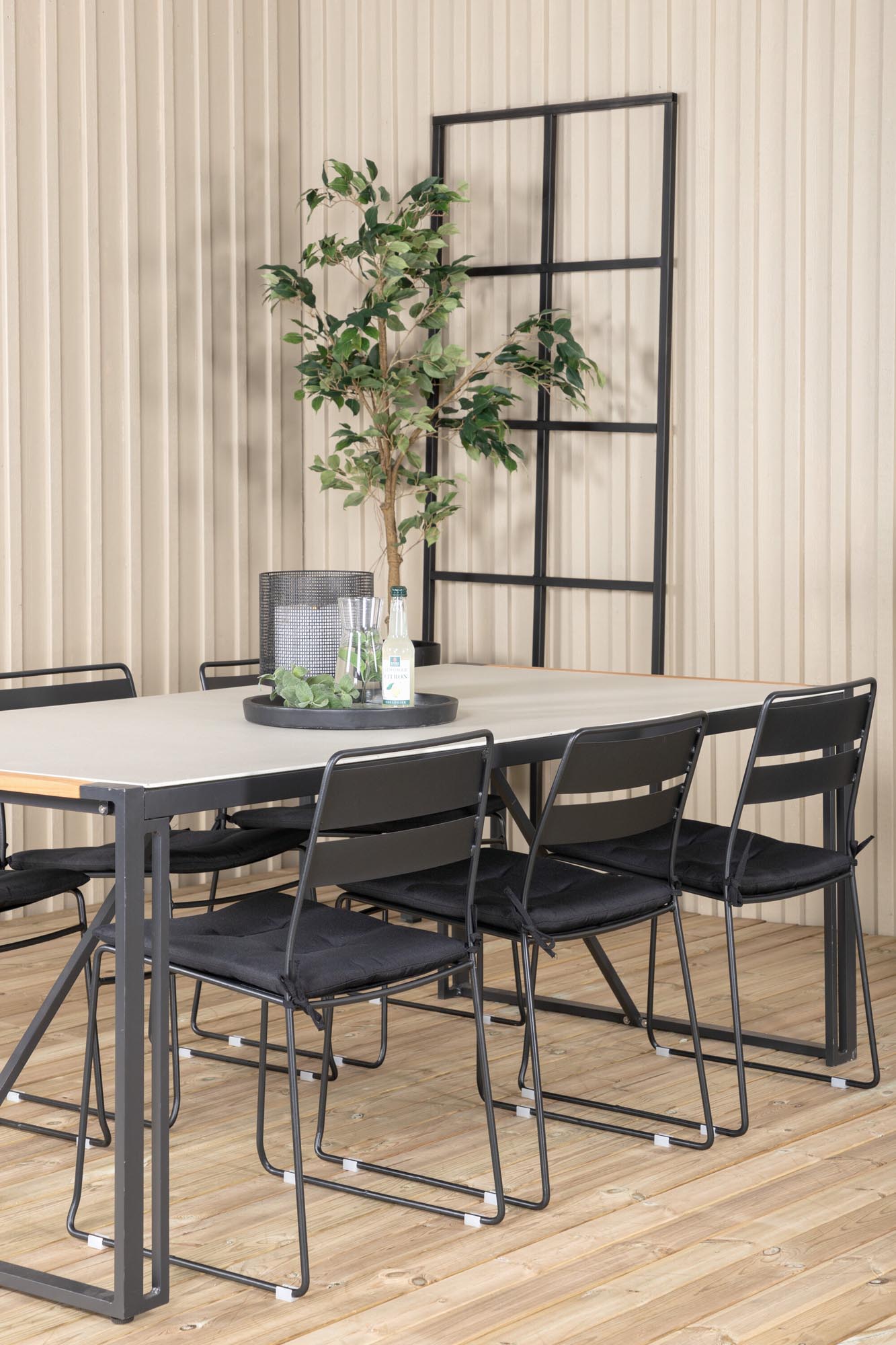 Texas Outdoor-Tischset + Lina 200cm/6St. in Schwarz präsentiert im Onlineshop von KAQTU Design AG. Gartentischset ist von Venture Home
