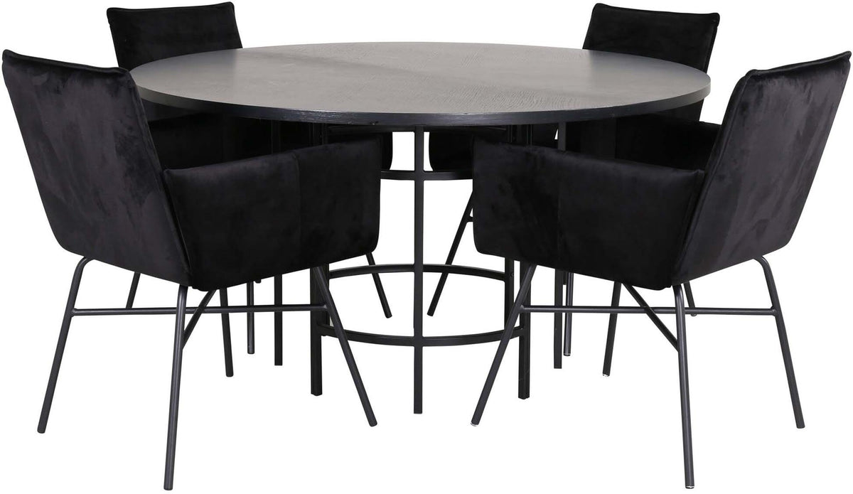 Esszimmerset Copenhagen + Petra ⌀140cm/4St. in Schwarz präsentiert im Onlineshop von KAQTU Design AG. Esszimmerset ist von Venture Home