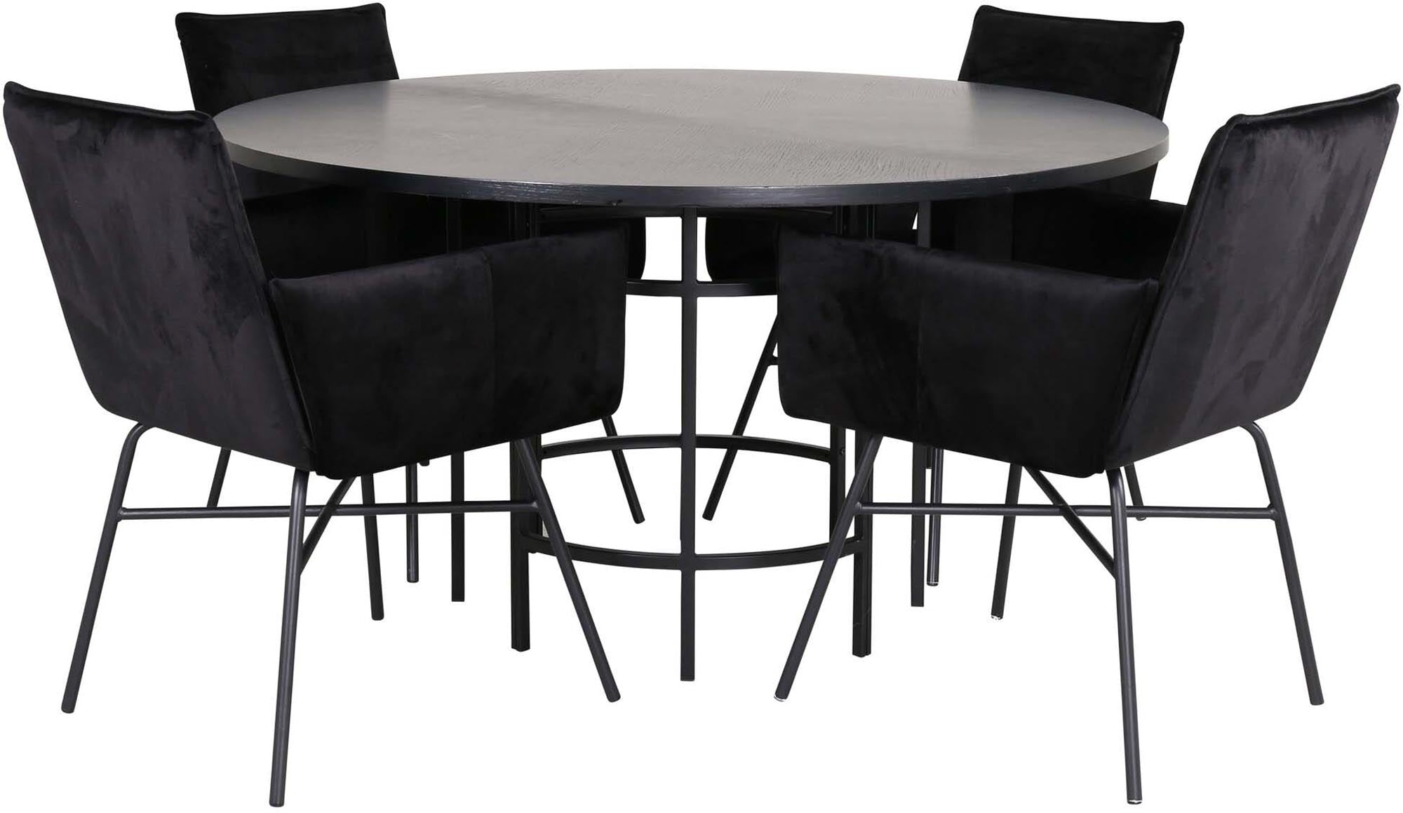 Entdecken Sie das stilvolle Esszimmerset Copenhagen + Petra von Venture Home. Eleganter runder Tisch und luxuriöse Stühle für Ihr Zuhause.