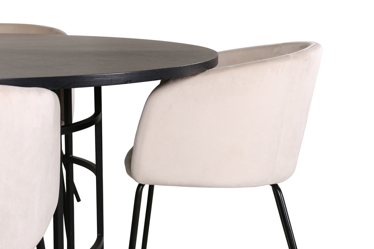 Esszimmerset Copenhagen + Berit ⌀140cm/4St. in Beige, Schwarz präsentiert im Onlineshop von KAQTU Design AG. Esszimmerset ist von Venture Home