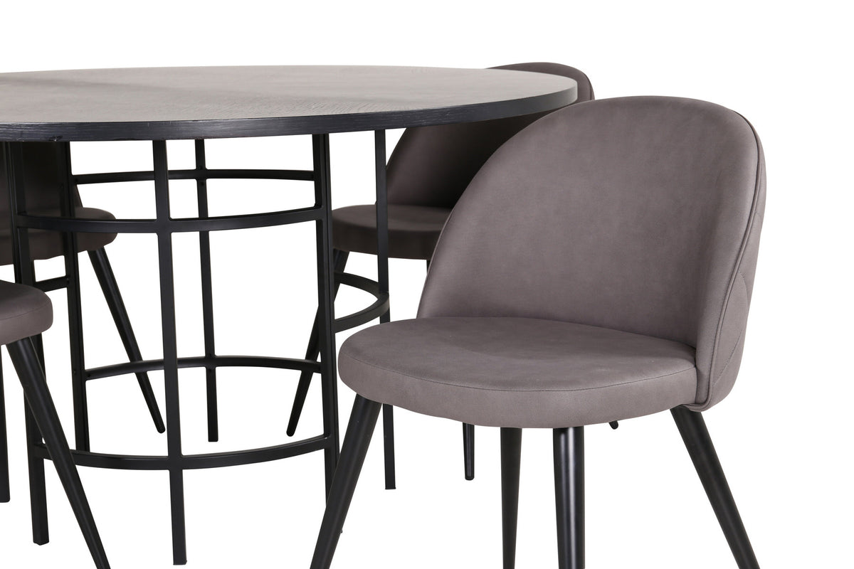 Esszimmerset Copenhagen + Velvet ⌀140cm/4St. in Schwarzgrau präsentiert im Onlineshop von KAQTU Design AG. Esszimmerset ist von Venture Home