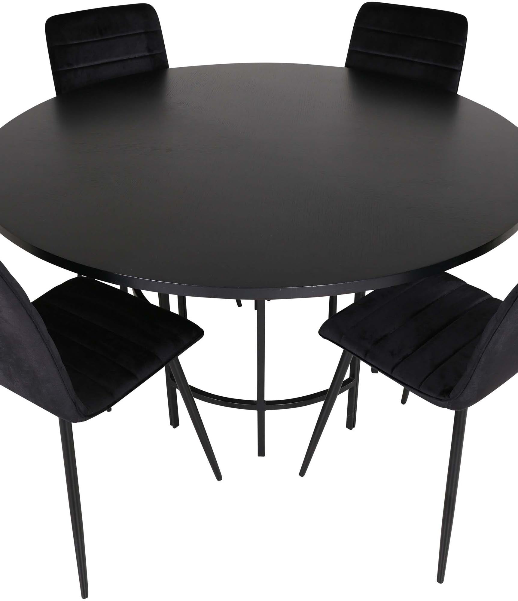 Esszimmerset Copenhagen + Windu ⌀140cm/4St. in Schwarz präsentiert im Onlineshop von KAQTU Design AG. Esszimmerset ist von Venture Home