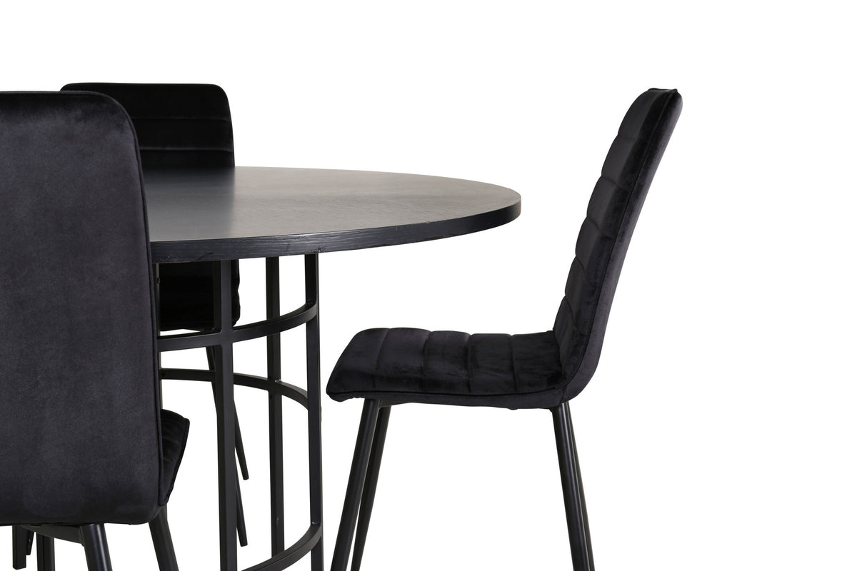 Esszimmerset Copenhagen + Windu ⌀140cm/4St. in Schwarz präsentiert im Onlineshop von KAQTU Design AG. Esszimmerset ist von Venture Home
