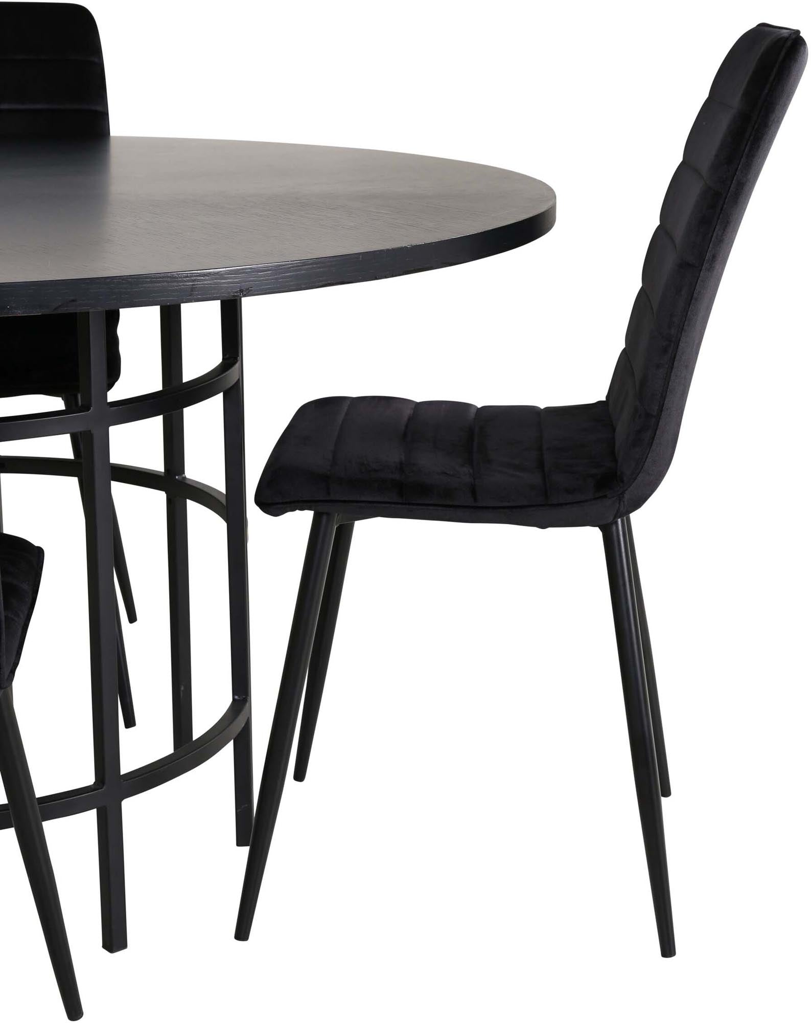 Esszimmerset Copenhagen + Windu ⌀140cm/4St. in Schwarz präsentiert im Onlineshop von KAQTU Design AG. Esszimmerset ist von Venture Home