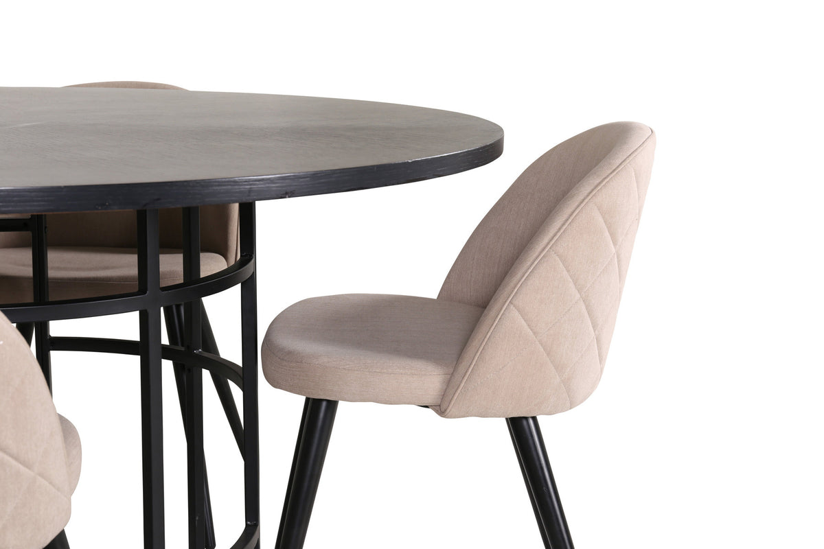 Esszimmerset Copenhagen + Velvet ⌀140cm/4St. in Beige, Schwarz präsentiert im Onlineshop von KAQTU Design AG. Esszimmerset ist von Venture Home