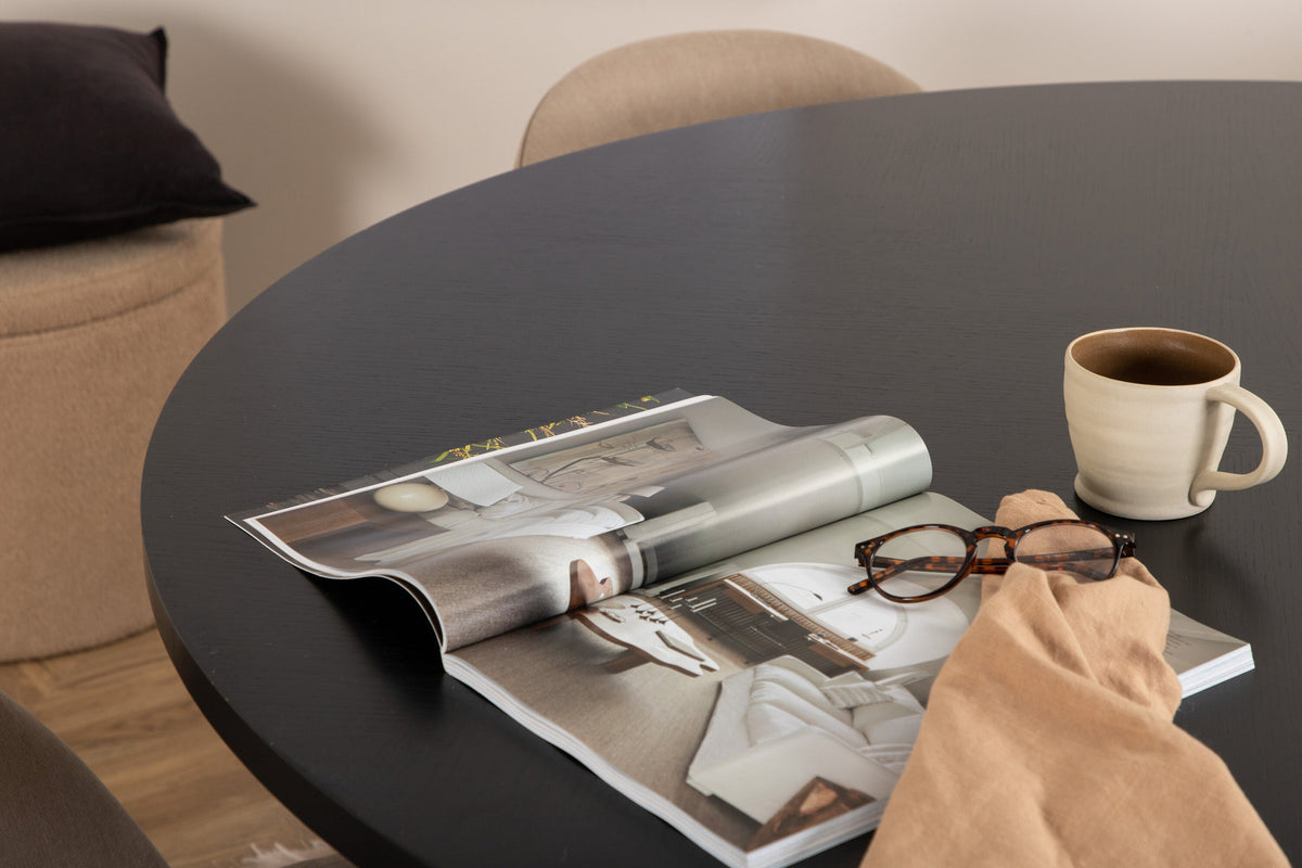 Esszimmerset Copenhagen + Velvet ⌀140cm/4St. in Beige, Schwarz präsentiert im Onlineshop von KAQTU Design AG. Esszimmerset ist von Venture Home