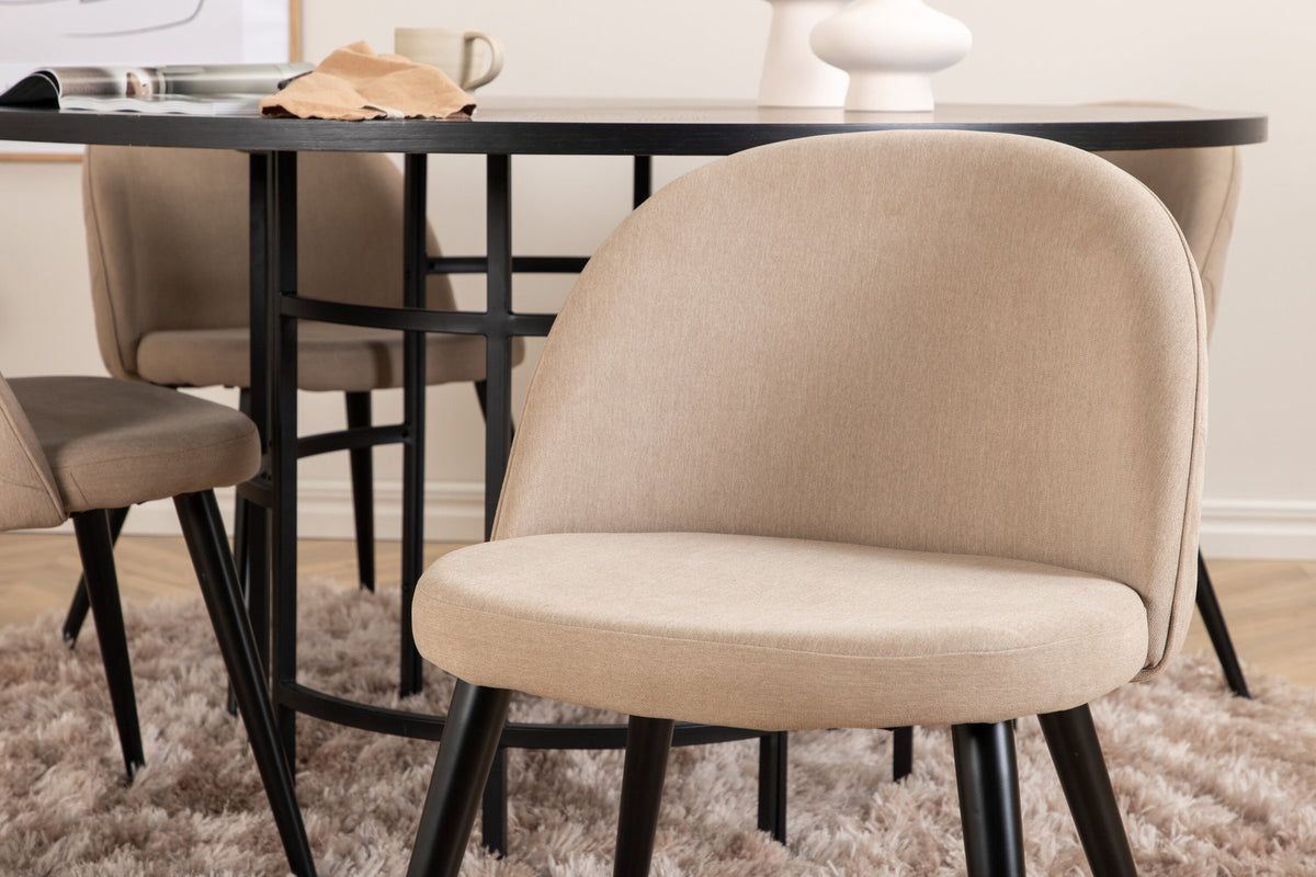Esszimmerset Copenhagen + Velvet ⌀140cm/4St. in Beige, Schwarz präsentiert im Onlineshop von KAQTU Design AG. Esszimmerset ist von Venture Home