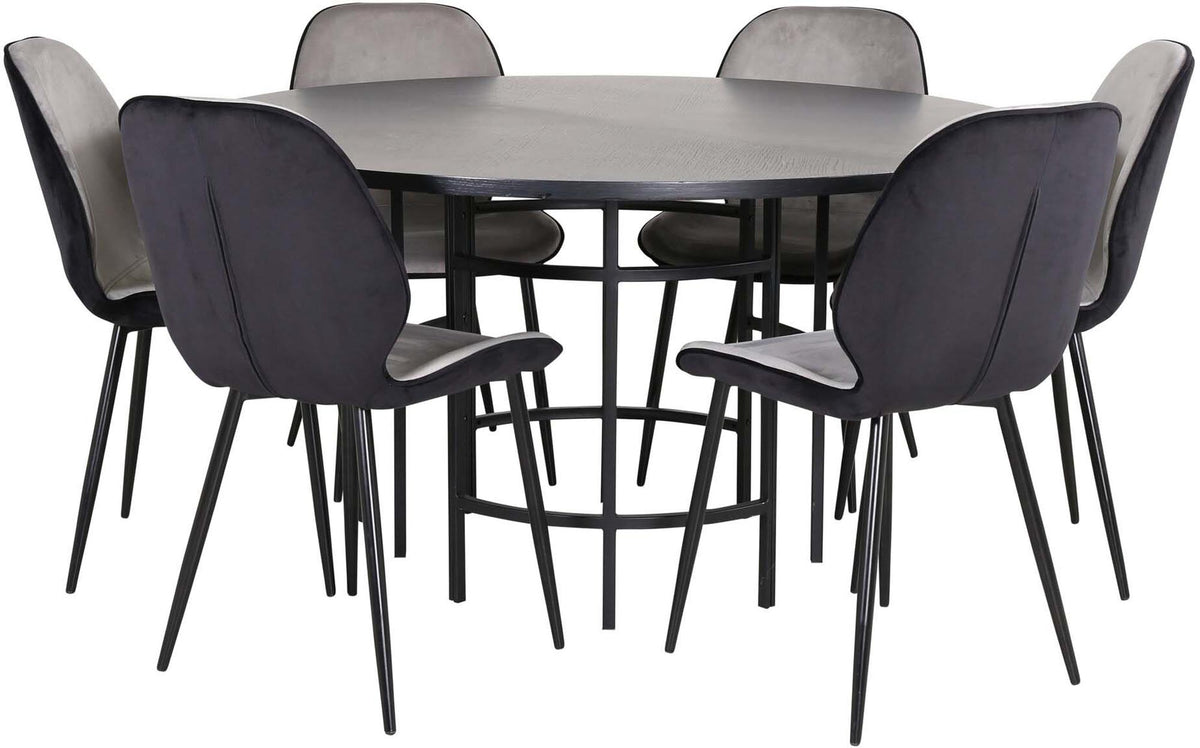Esszimmerset Copenhagen + Emma ⌀140cm/6St. in Schwarz, Hellgrau präsentiert im Onlineshop von KAQTU Design AG. Esszimmerset ist von Venture Home
