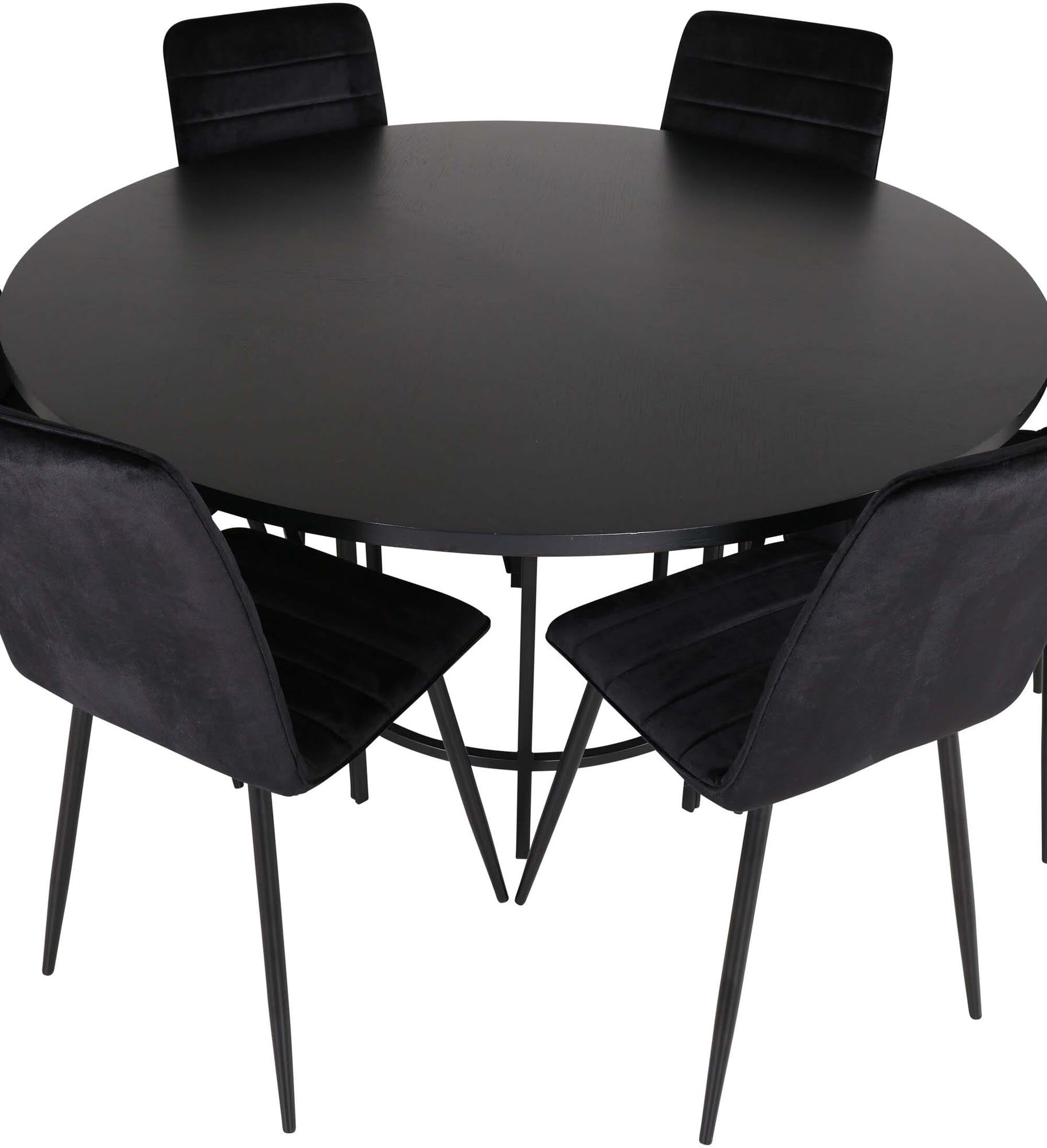 Esszimmerset Copenhagen + Windu ⌀140cm/6St. in Schwarz präsentiert im Onlineshop von KAQTU Design AG. Esszimmerset ist von Venture Home