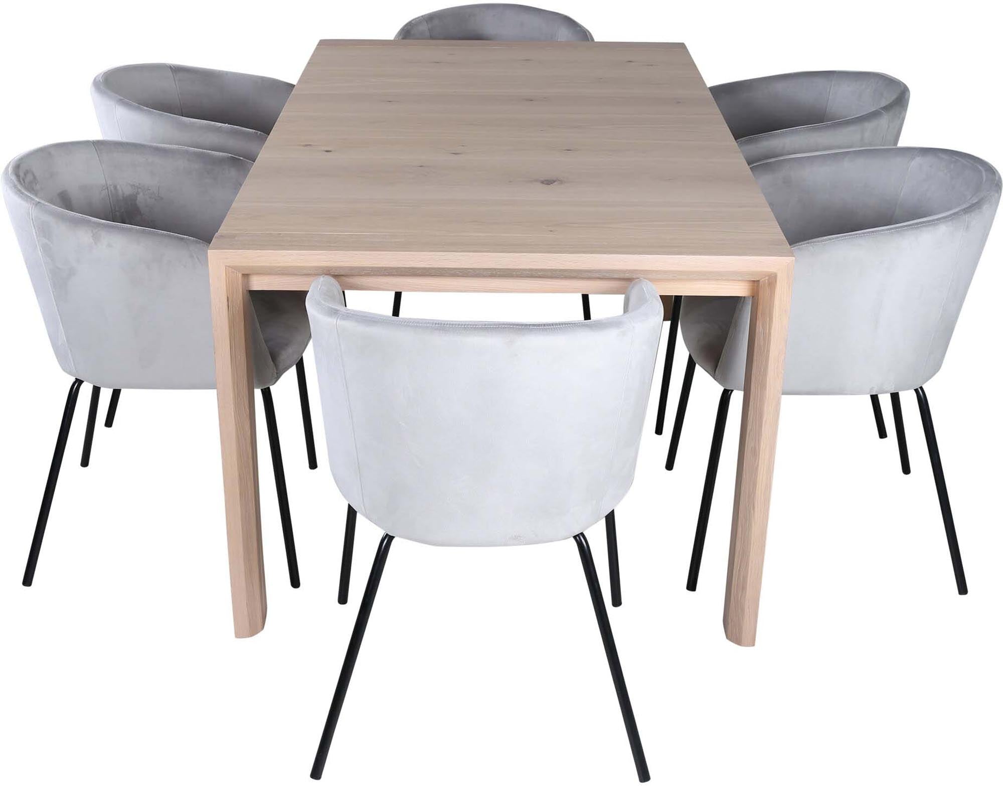 Elegantes Esszimmerset mit ausziehbarem Tisch und 6 Stühlen, 170cm.