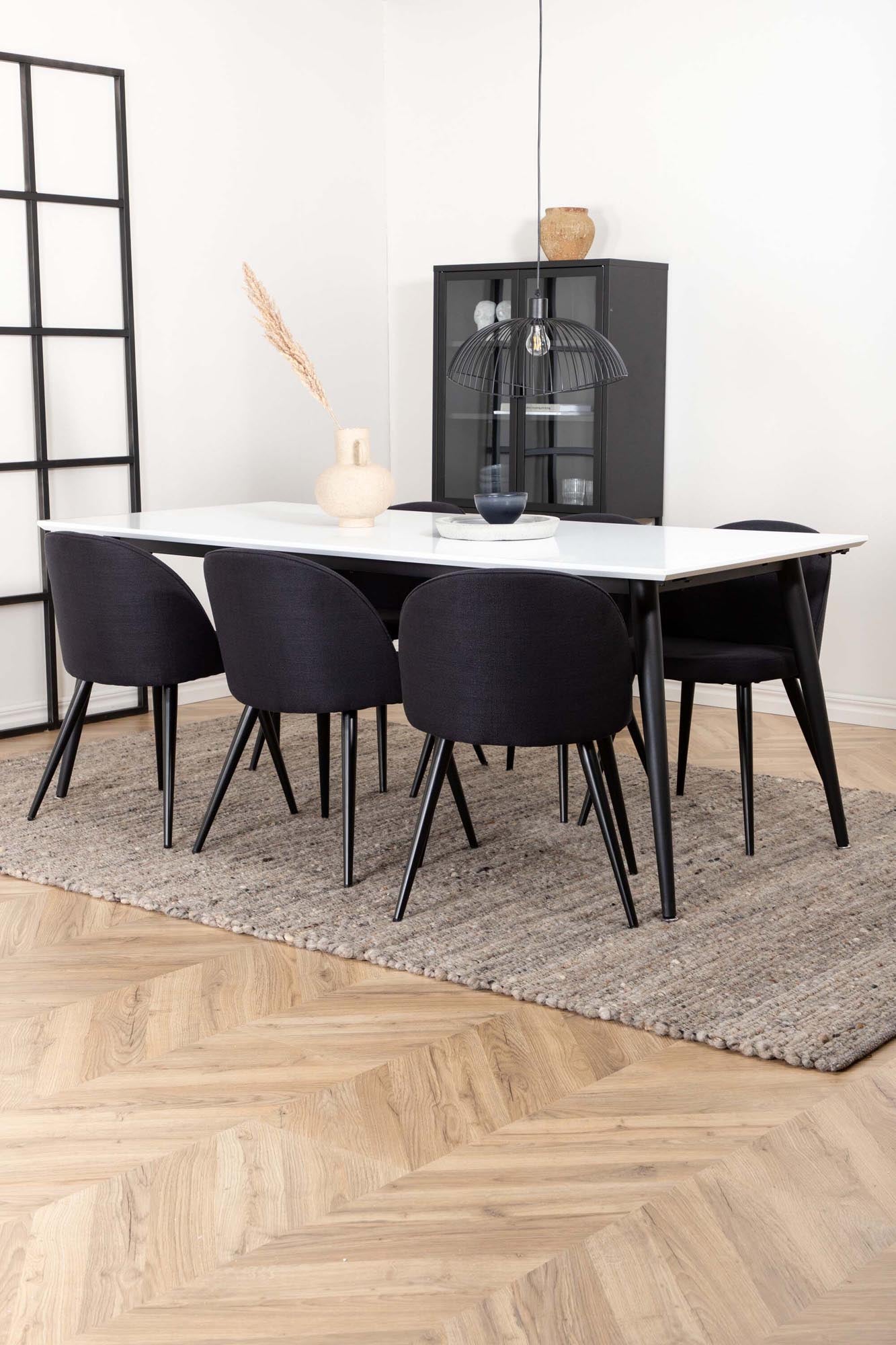 Elegantes Jimmy Esszimmerset mit ausziehbarem Tisch und 6 stilvollen Velvet-Stühlen für ein modernes Esszimmer. Ideal für gesellige Abende!