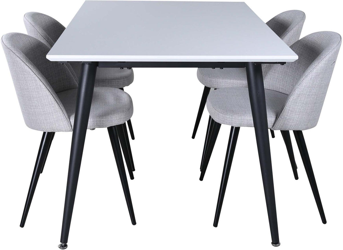 Jimmy Esszimmerset + Velvet 150cm/4St. in Schwarz präsentiert im Onlineshop von KAQTU Design AG. Esszimmerset ist von Venture Home