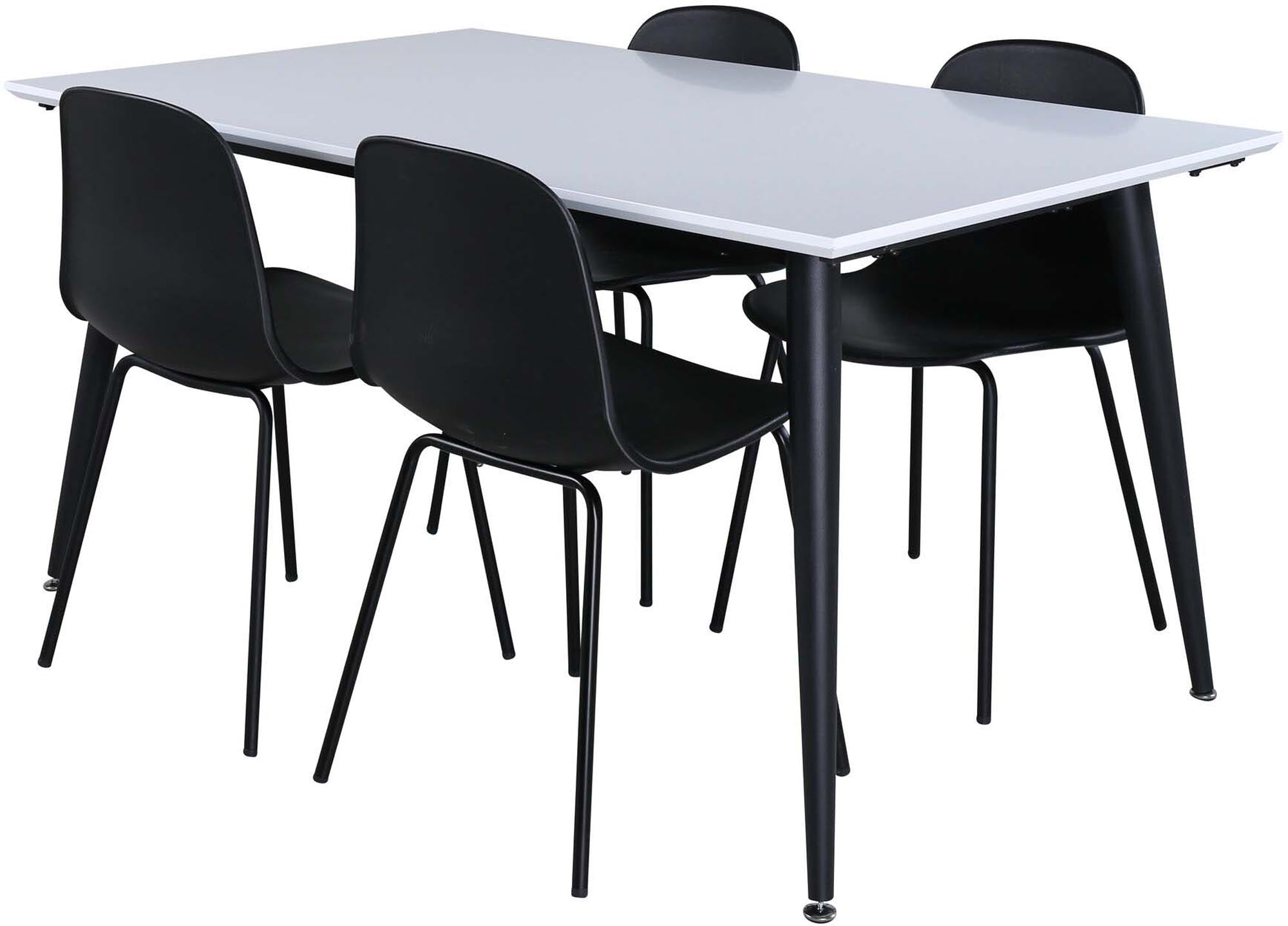 Elegantes Jimmy Esszimmerset mit ausziehbarem Arctic Tisch (150-240cm) und 4 bequemen Stühlen für stilvolle Esszimmermomente.