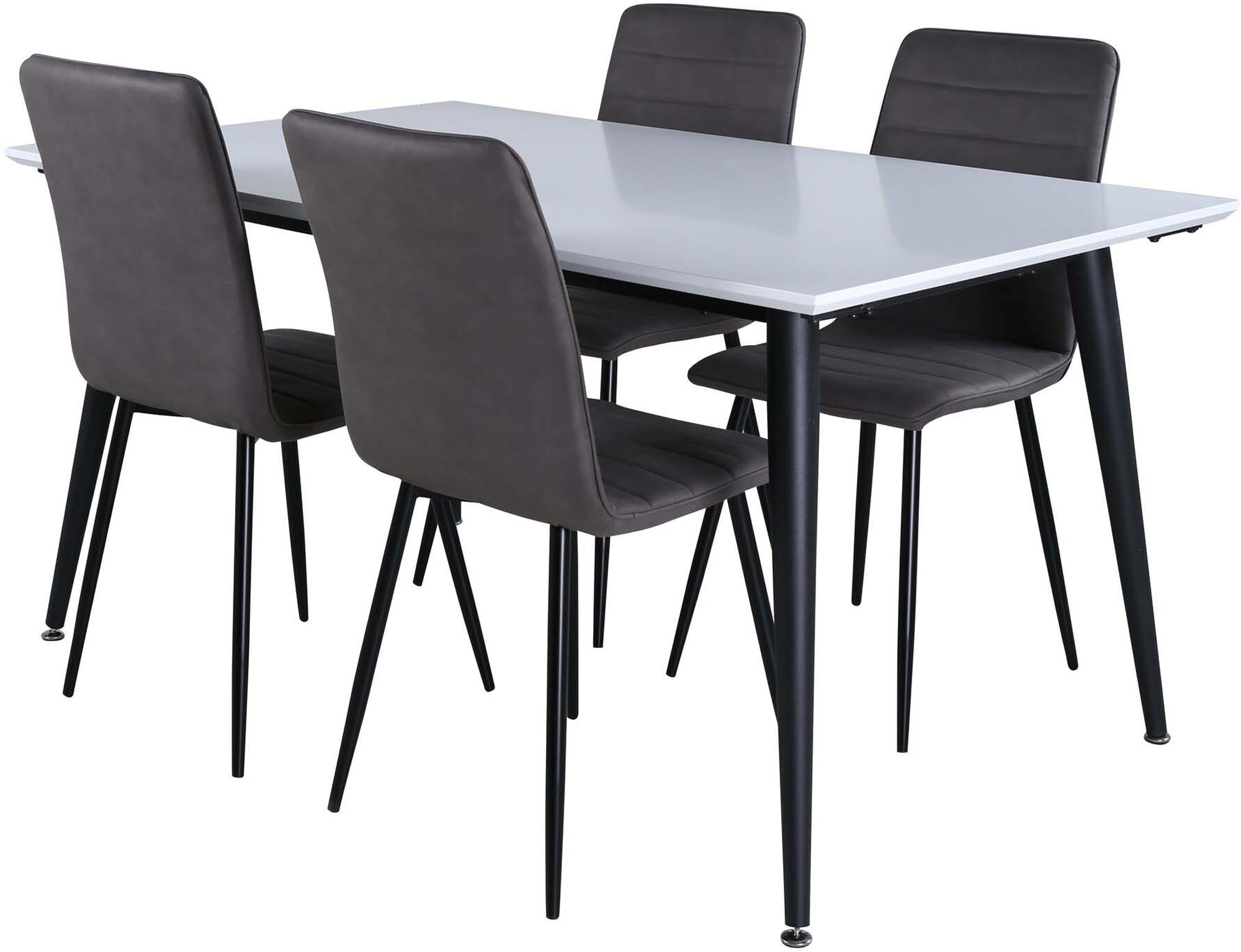 Modernes Esszimmerset Jimmy mit Windu Tisch (150cm) und 4 eleganten Stühlen. Ideal für gesellige Abende und stilvolle Einrichtung.