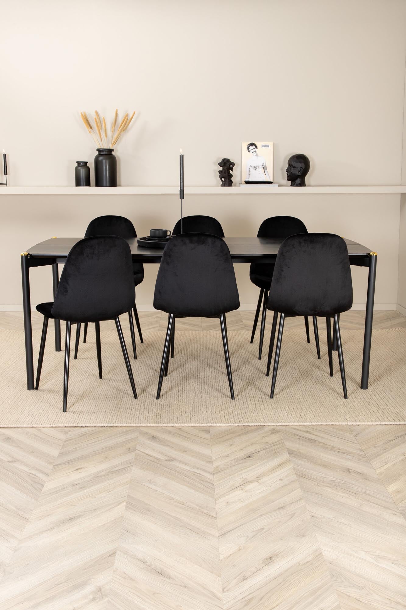 Modernes Pelle Esszimmerset für stilvolle Dinner mit 6 Stühlen.