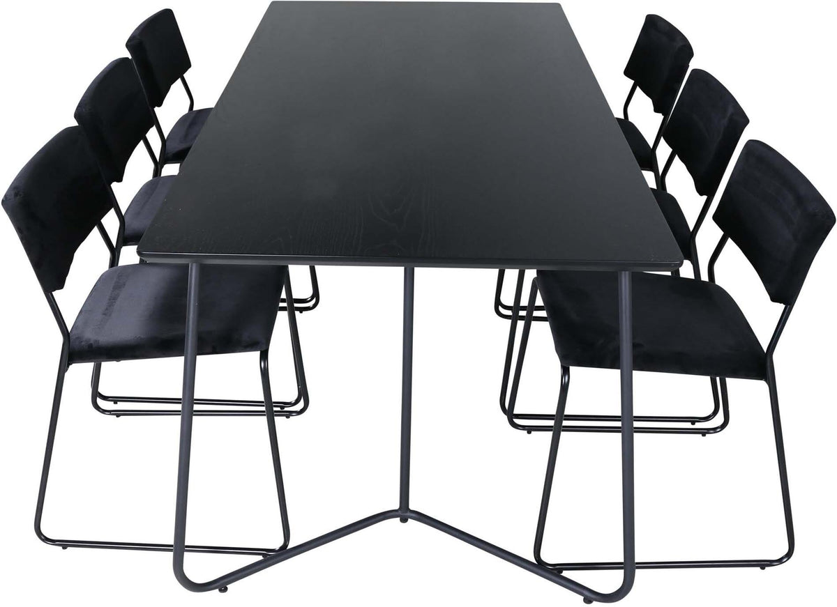 Petra Esszimmerset + Kenth 190cm/6St. in Schwarz präsentiert im Onlineshop von KAQTU Design AG. Esszimmerset ist von Venture Home