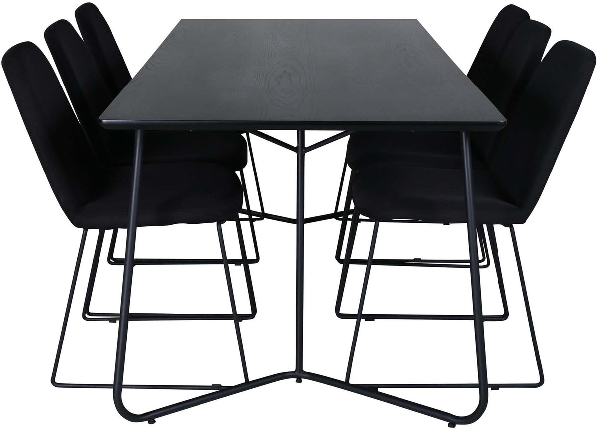 Petra Esszimmerset + Muce 190cm/6St. in Schwarz präsentiert im Onlineshop von KAQTU Design AG. Esszimmerset ist von Venture Home