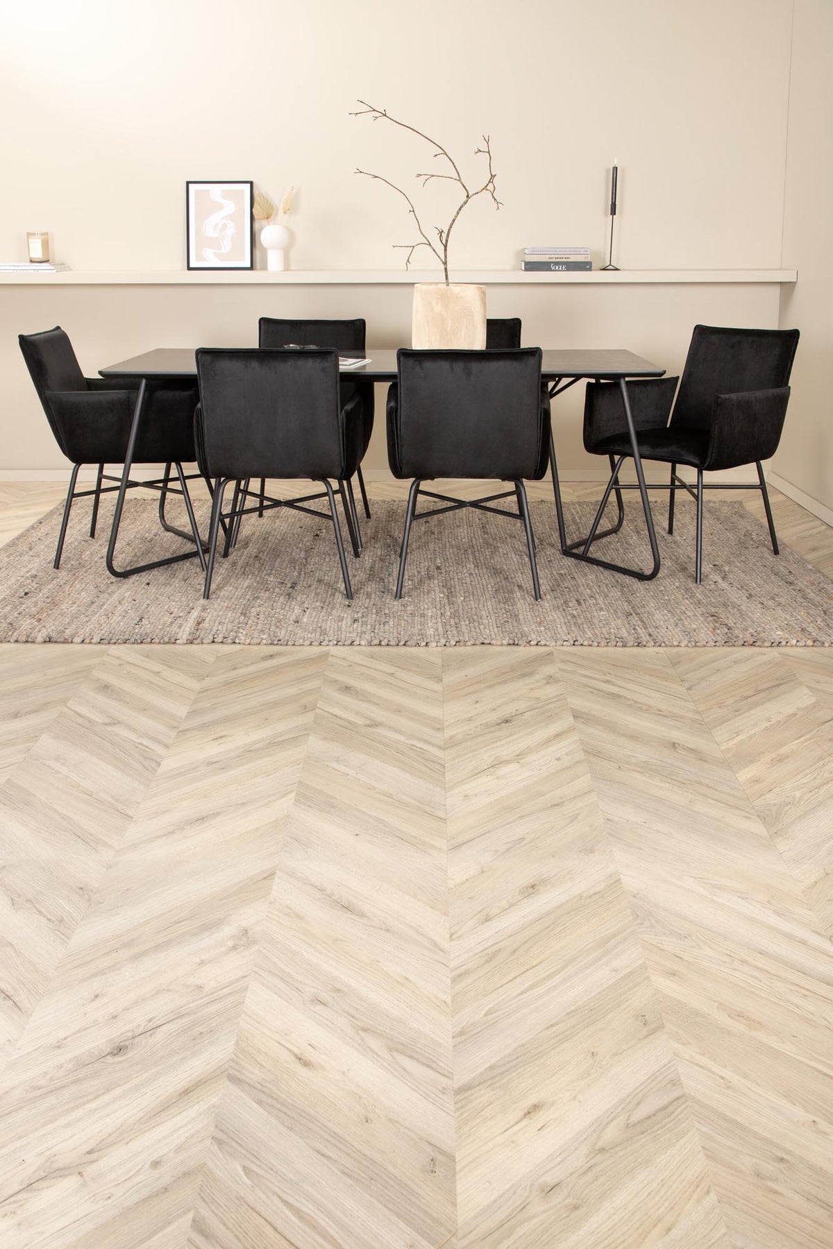Petra Esszimmerset 190cm/6St. in Schwarz präsentiert im Onlineshop von KAQTU Design AG. Esszimmerset ist von Venture Home