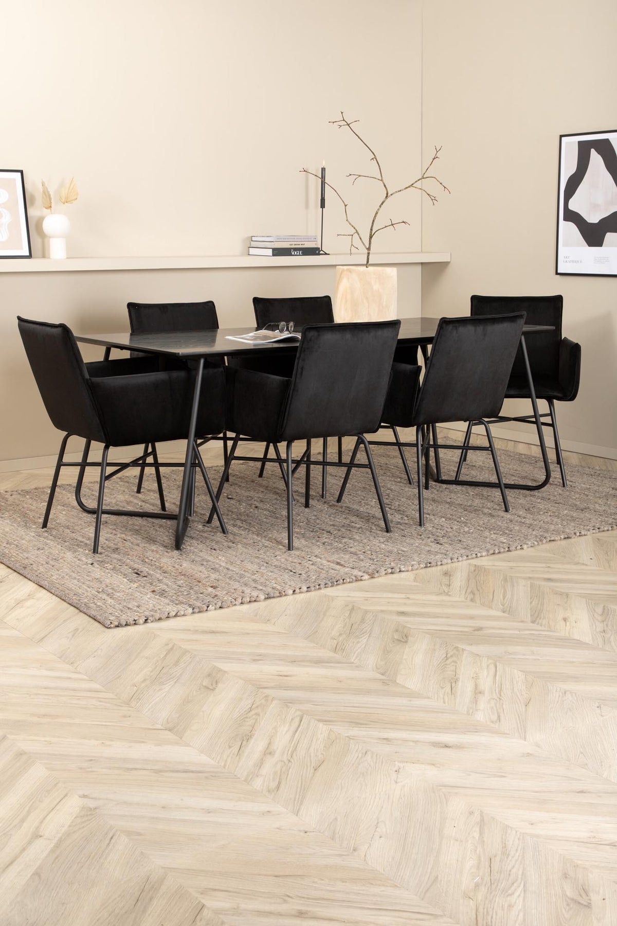 Petra Esszimmerset 190cm/6St. in Schwarz präsentiert im Onlineshop von KAQTU Design AG. Esszimmerset ist von Venture Home