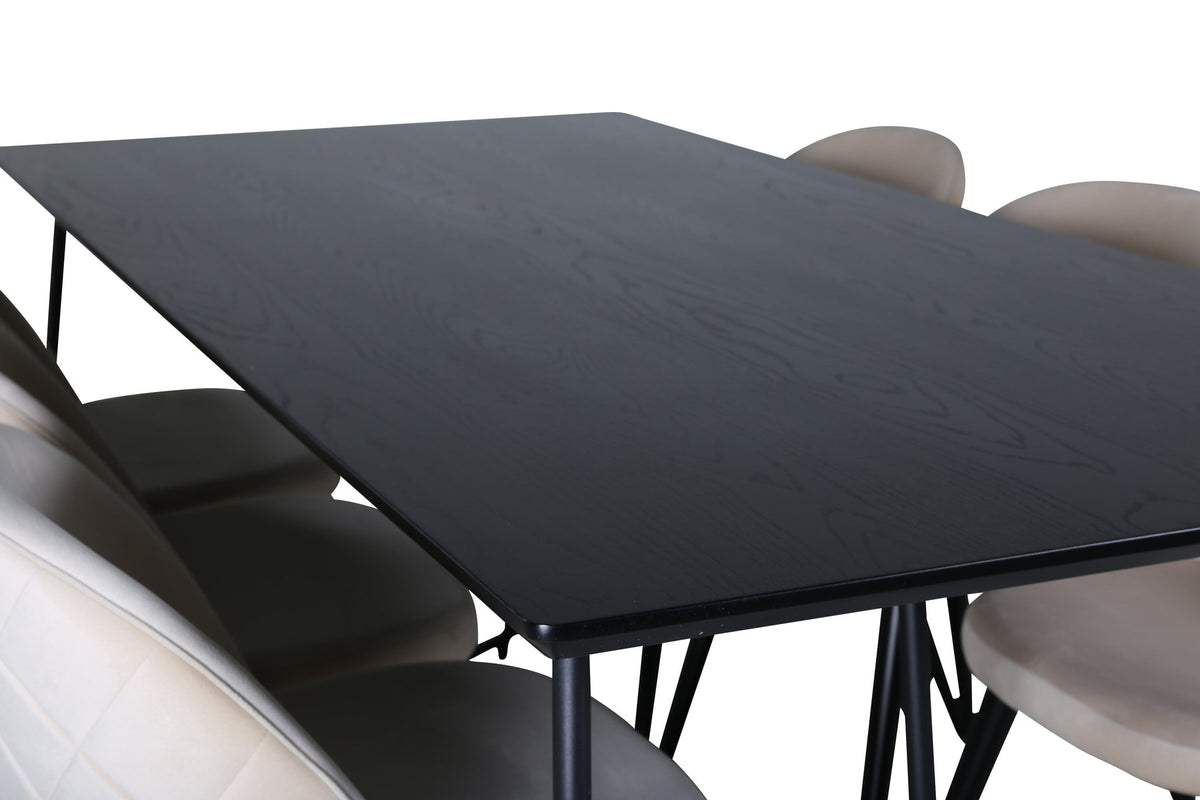 Petra Esszimmerset + Velvet Stitches 190cm/6St. in Schwarz präsentiert im Onlineshop von KAQTU Design AG. Esszimmerset ist von Venture Home