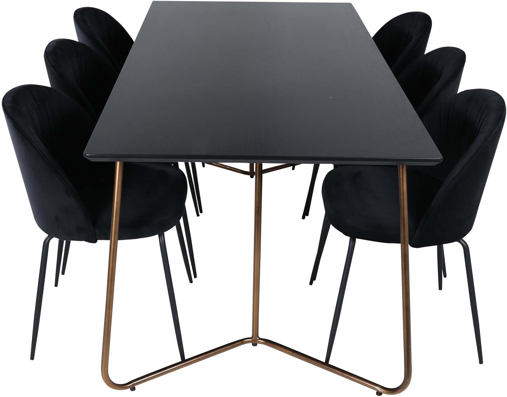 Esszimmerset Petra: Stilvolles Set mit 6 Samt-Wrinkles-Stühlen und skandinavischem Tisch. Perfekt für gesellige Abende!