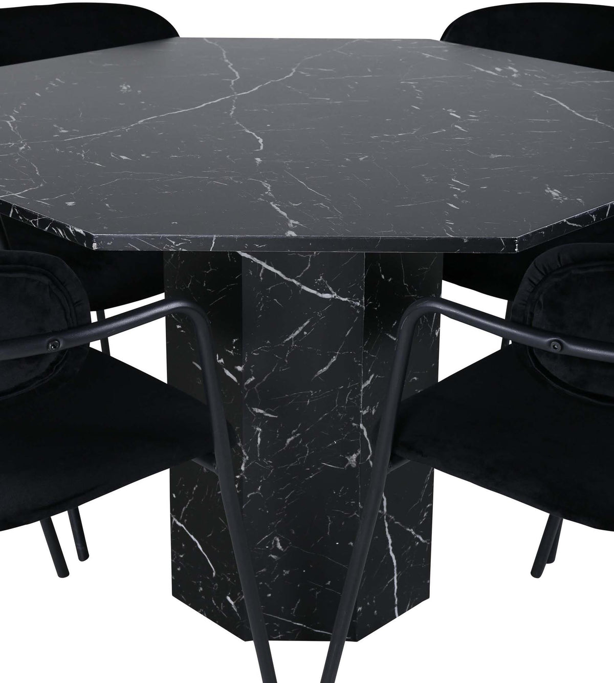 Marbs Esszimmerset + Arrow ⌀110cm/4St. in Schwarz präsentiert im Onlineshop von KAQTU Design AG. Esszimmerset ist von Venture Home