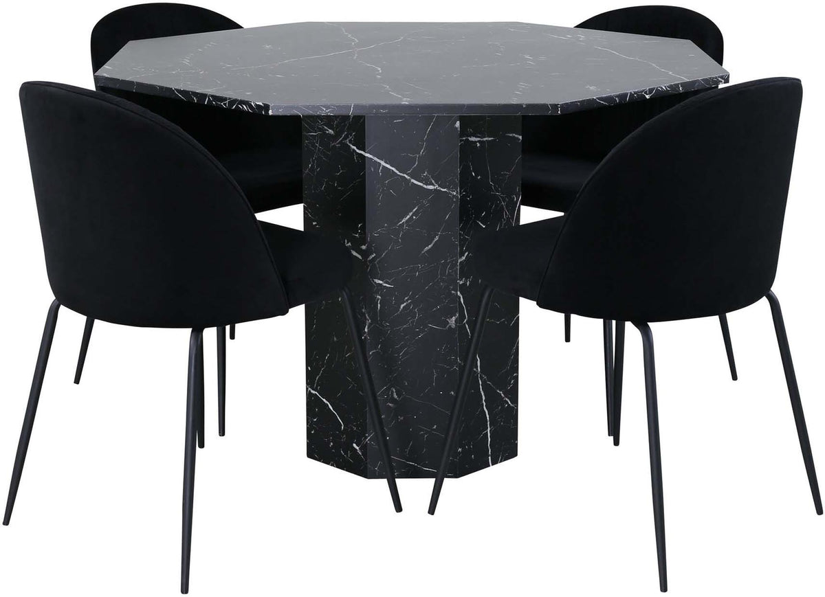 Marbs Esszimmerset + Wrinkles ⌀110cm/4St. in Schwarz präsentiert im Onlineshop von KAQTU Design AG. Esszimmerset ist von Venture Home