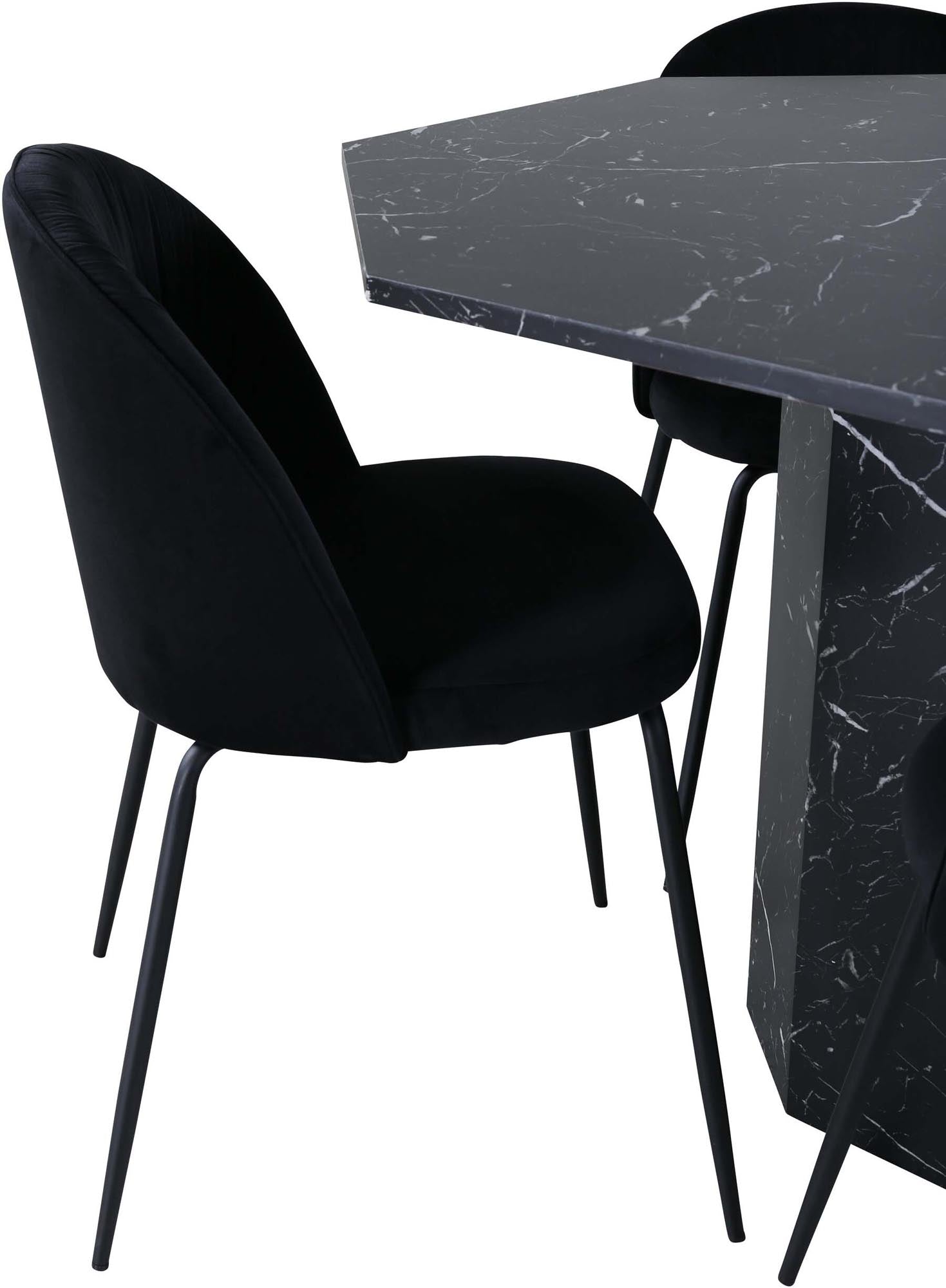 Stilvolles Marbs Esszimmerset mit 4 Wrinkles Stühlen, 110cm Tisch.